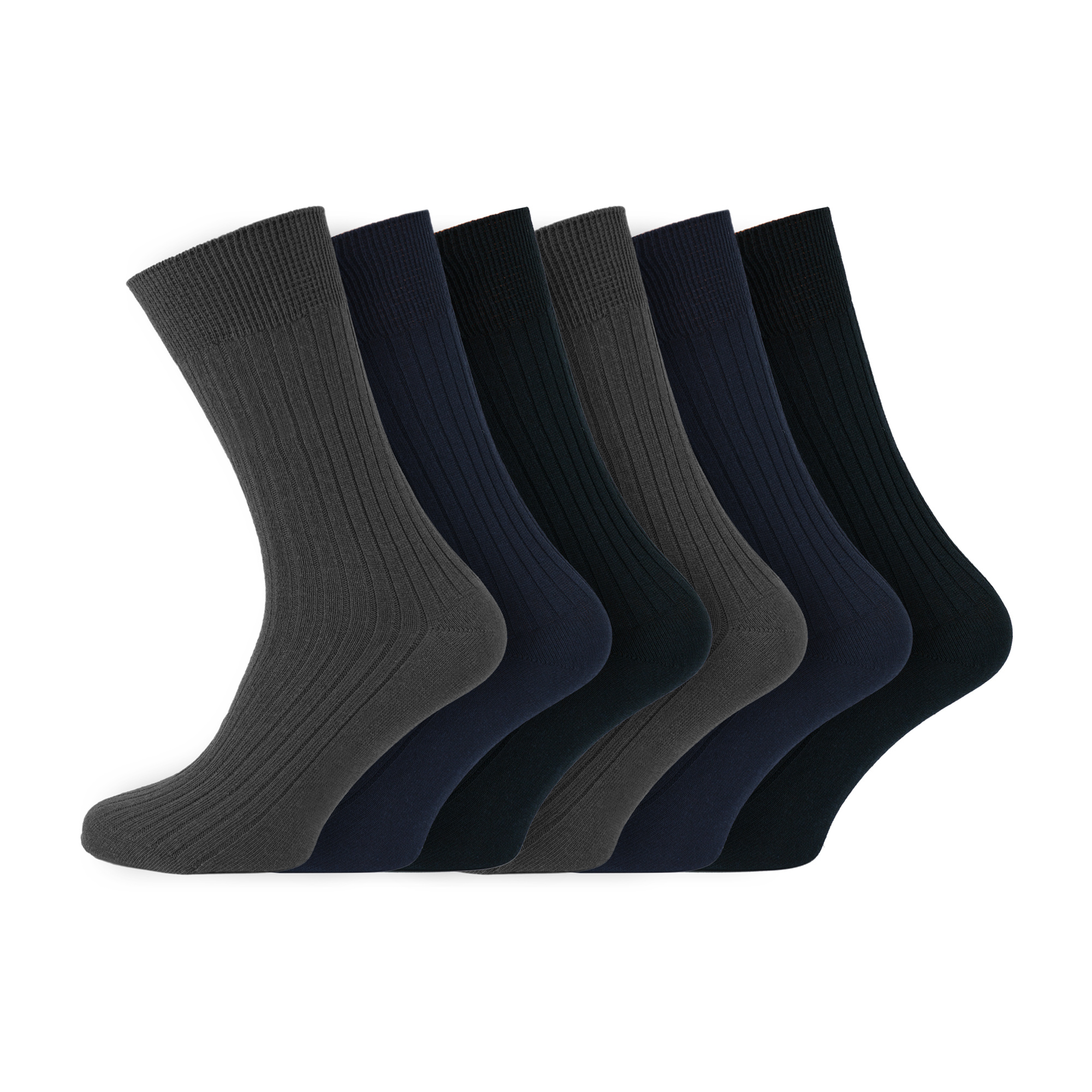 TEMU 6 Pairs Men’s Diabetic Socks – 100% Cotton, Non-elastic Loose Top, Soft Fit, Uk 6–11,black/navy/grey .
