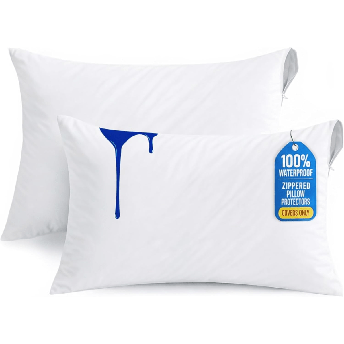 TEMU Waterproof Pillow Protectors With Zipper (2 Pack) – Soft Breathable Microfiber Covers, Durable Pillowcase Protectors 50×75cm, White