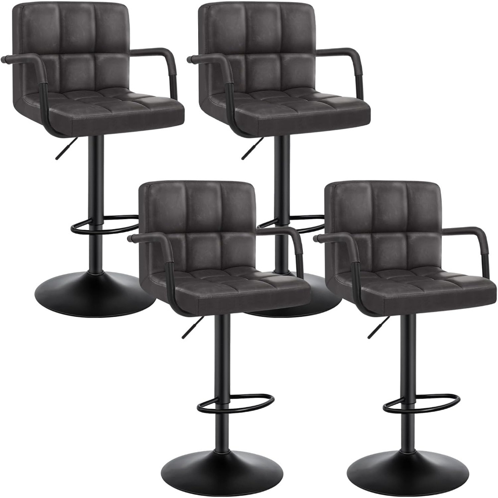 Image of 4pcs Bar Stool, L-shaped Bar Chair With , Height Adjustable, Faux Leather Look Designer Stool, Comfortable Kitchen Breakfast Chair With Backrest, Suitable For Bars, Kitchens, Restaurants And Cafes