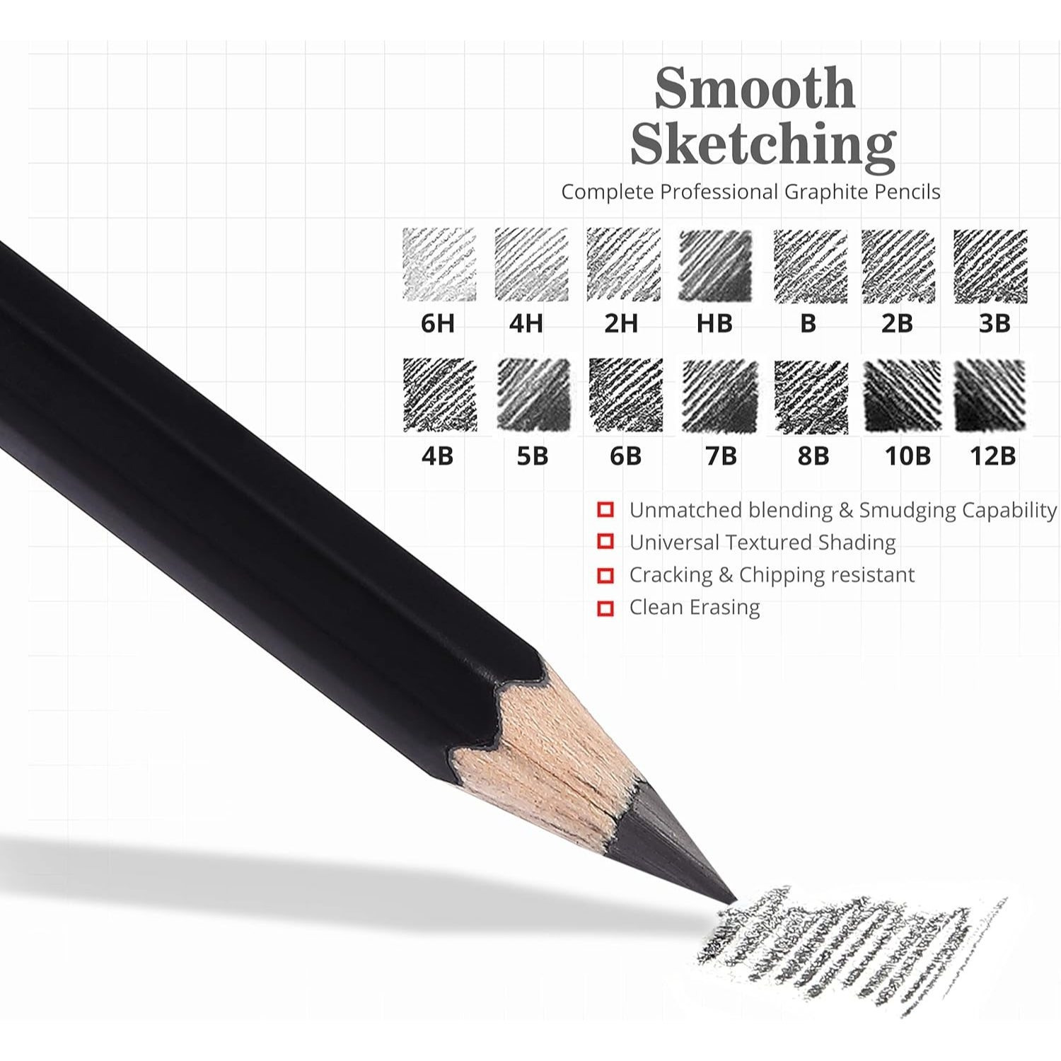 Pack of 2 Sketching Pencil Sets - 14pcs Drawing Pencils