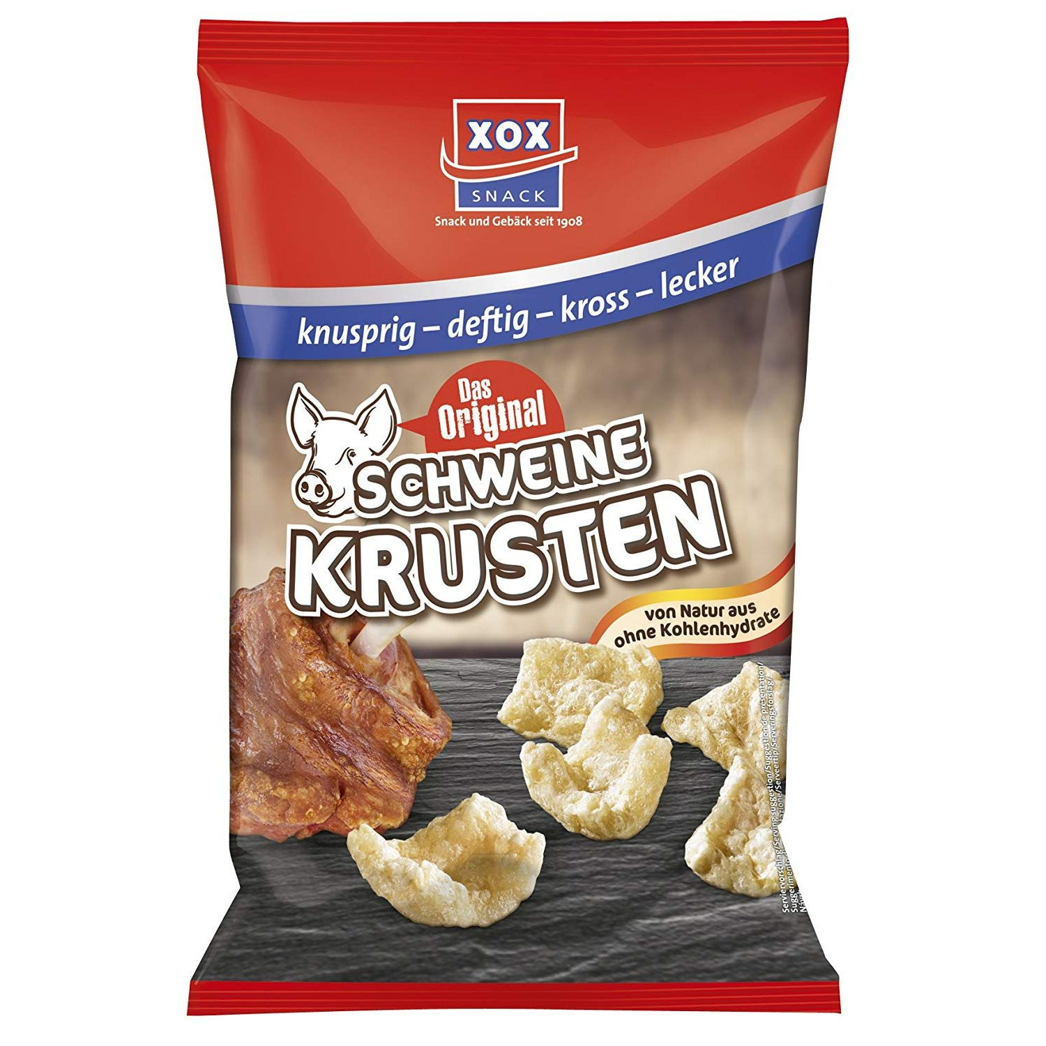 Image of Xox Pork Rinds In Fried Pork Fat, 100g, 5-pack