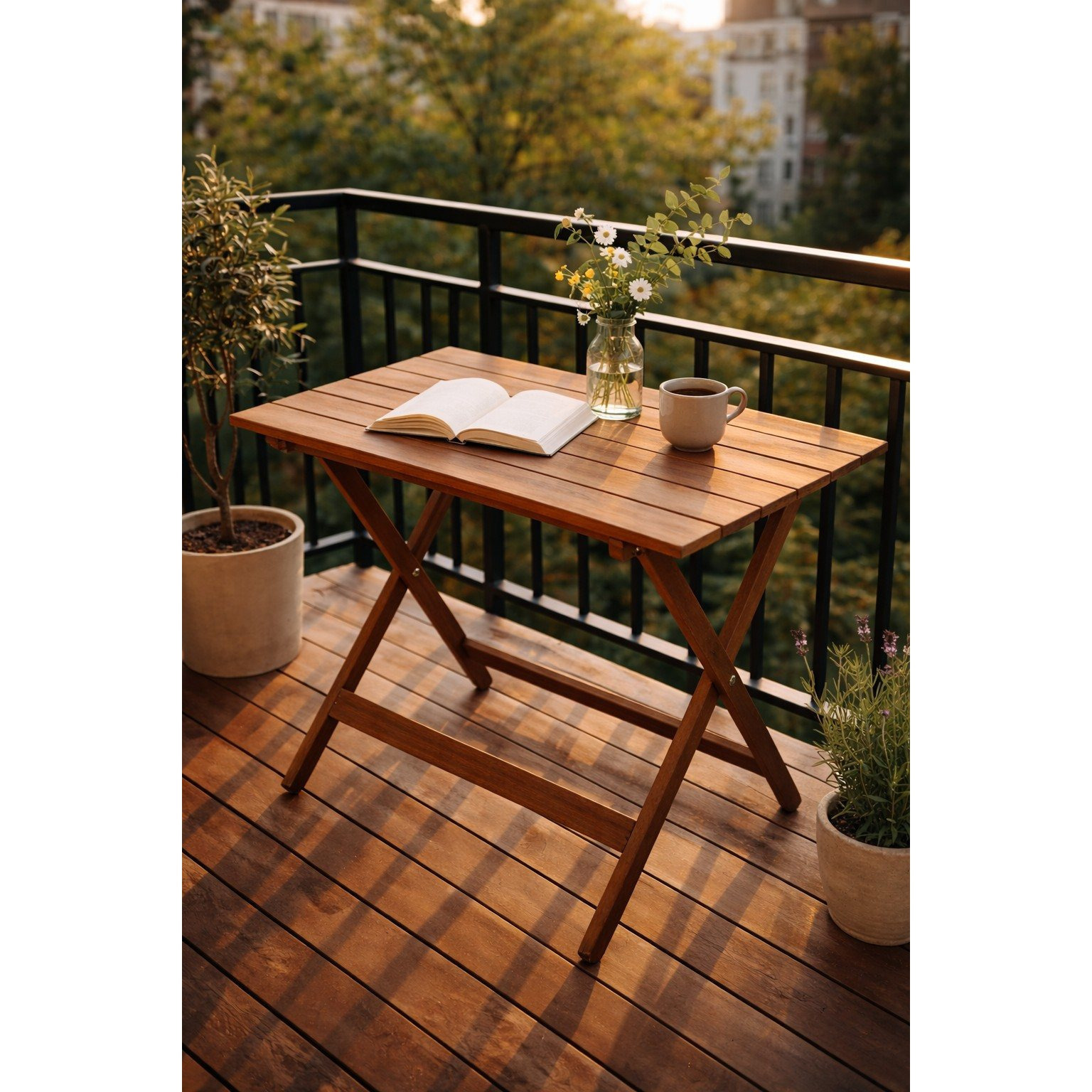 Folding Table 90x60cm Rectangular, Acacia