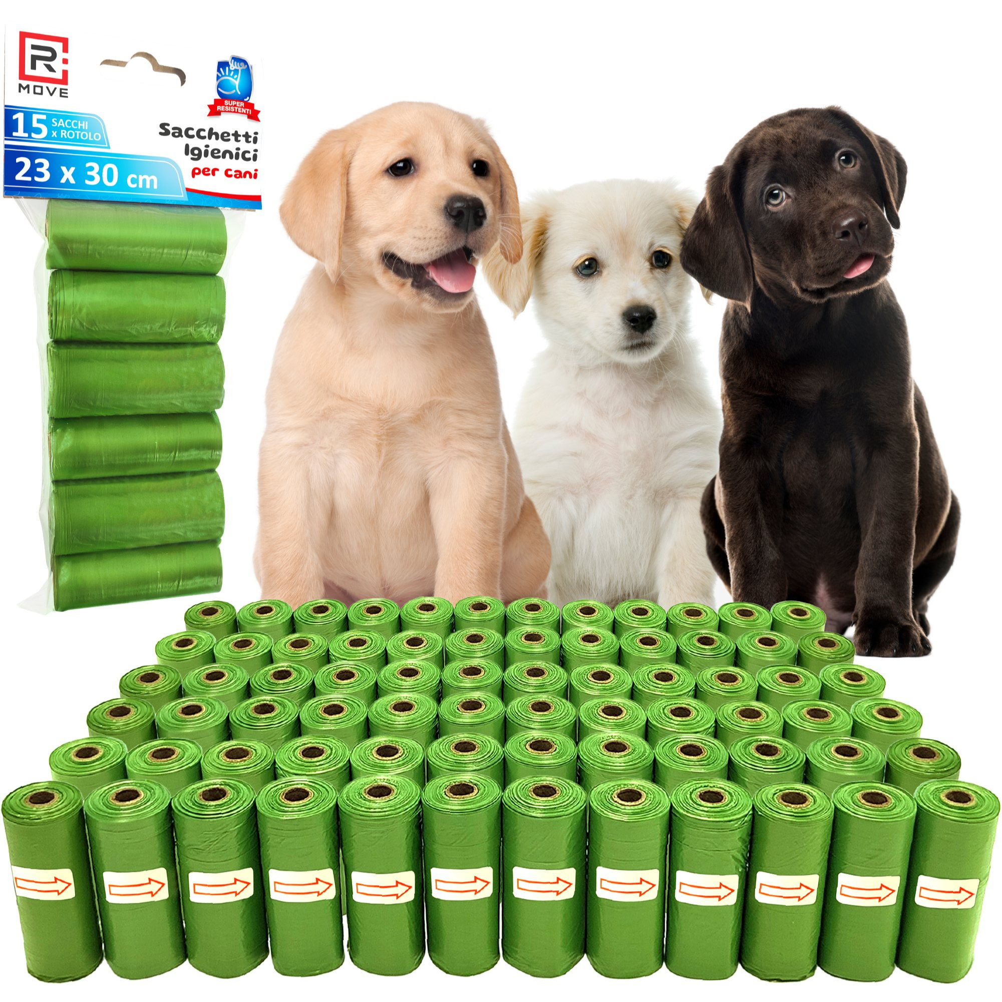 TEMU 1080 Sacchetti Cane Cacca (72 Rotoli) - Igienici per Cani, bustine per cani, dog poop bags resistenti antiforatura, 30x23 ,5 Litri compatibili i