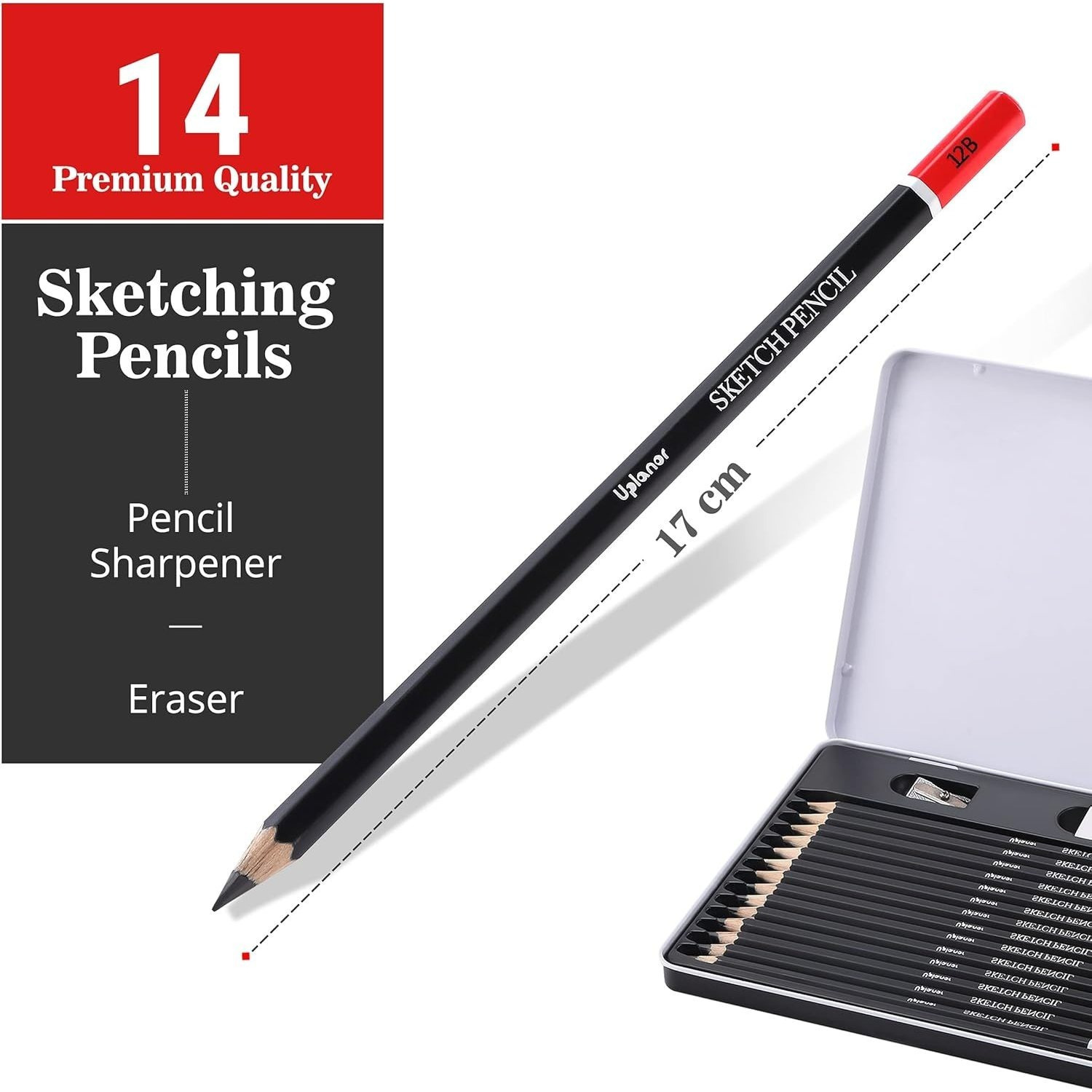 Pack of 2 Sketching Pencil Sets - 14pcs Drawing Pencils