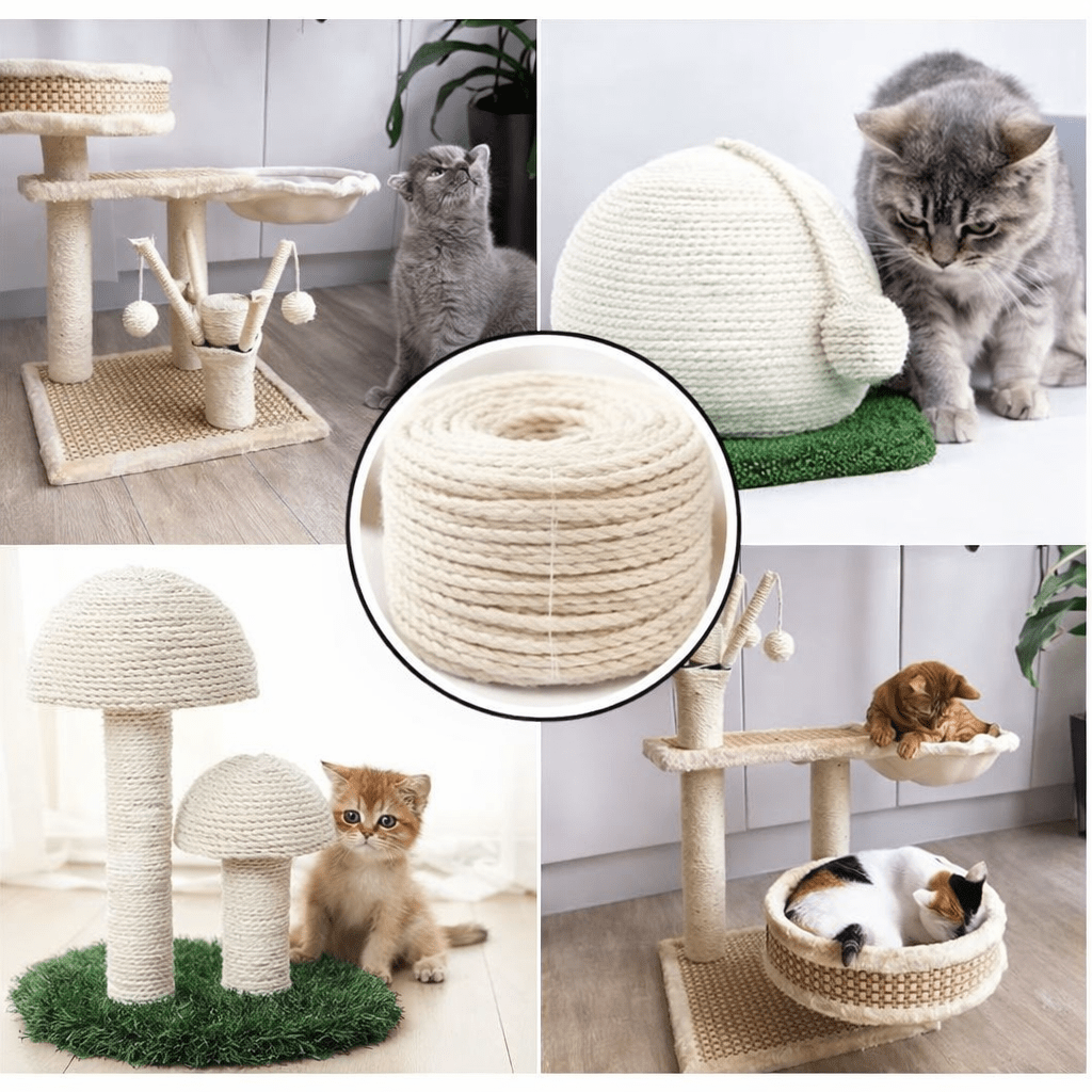 TEMU 1 PC Cuerda de sisal para rascador, cuerda de sisal 3 tamaños, cuerda de cáñamo, para proteger árbol rascador de gatos, decoración de jardín y