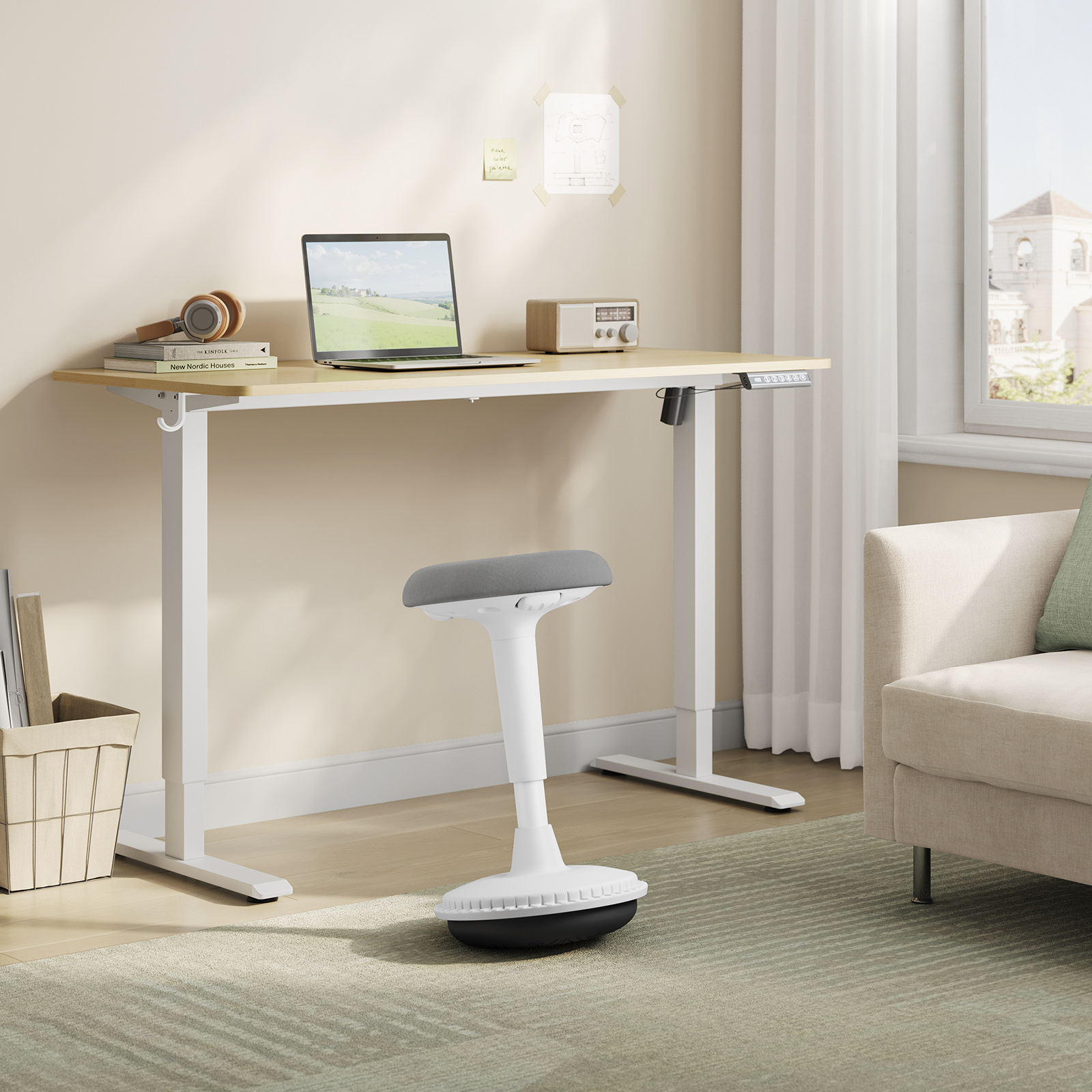Home Office Standing Stool, 360° Office Stool, Desk Chair With Wide Non-slip Base, For Office, Height Adjustable