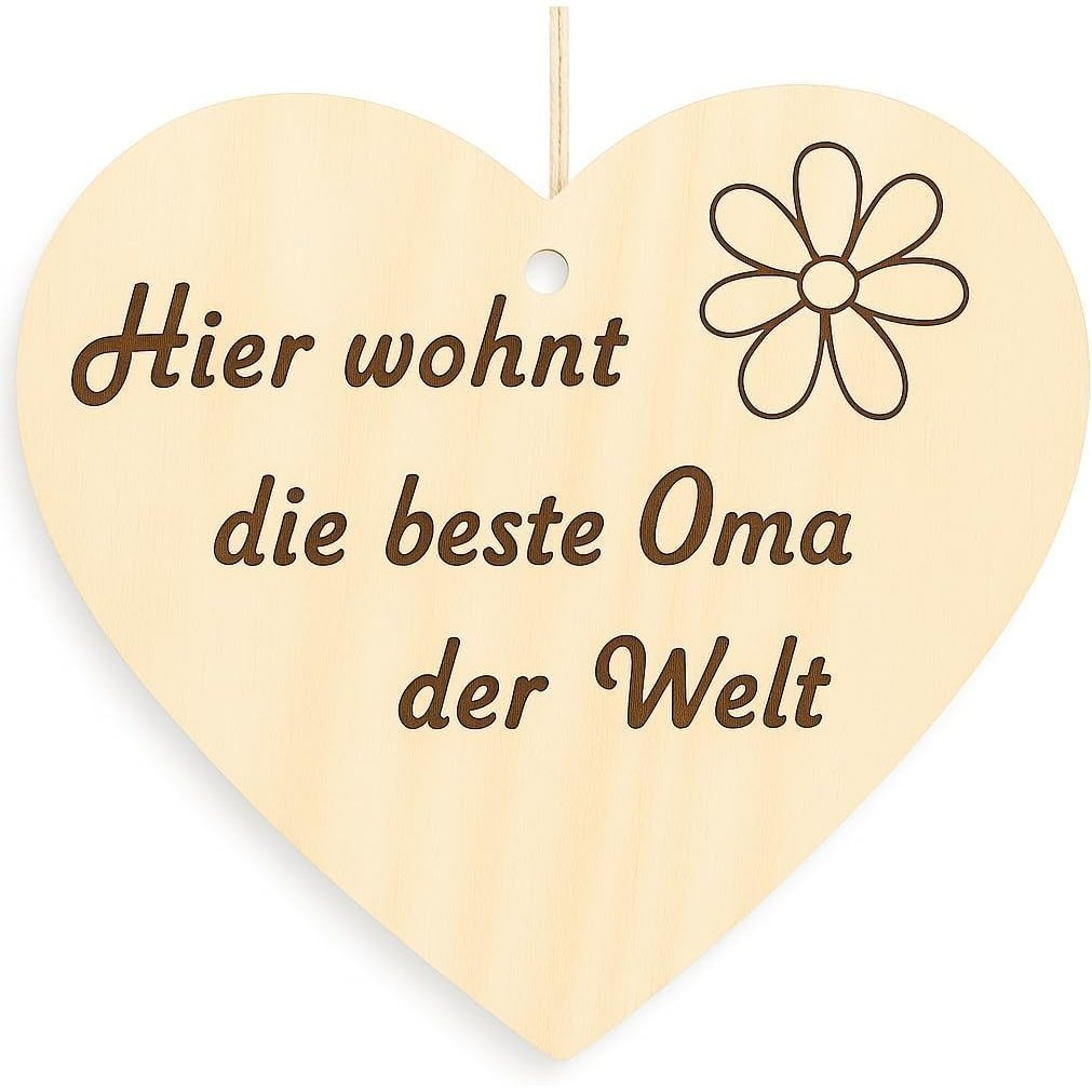 Image of Family Heart - The Best Grandma In The World Lives Here. Decorative Sign, Heart Sign, Wooden Heart, Wooden Sign, 10 X 10cm, Gift , Saying Gift, Wood Gift, A Gift