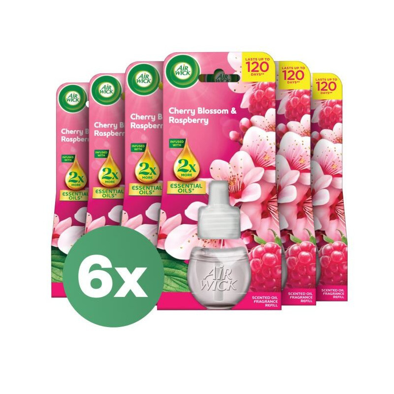 Plug Refill - Scent: Cherry And Raspberry - Fruity-floral Room Fragrance For - 6x 19ml Scent Oil Refill Bottle