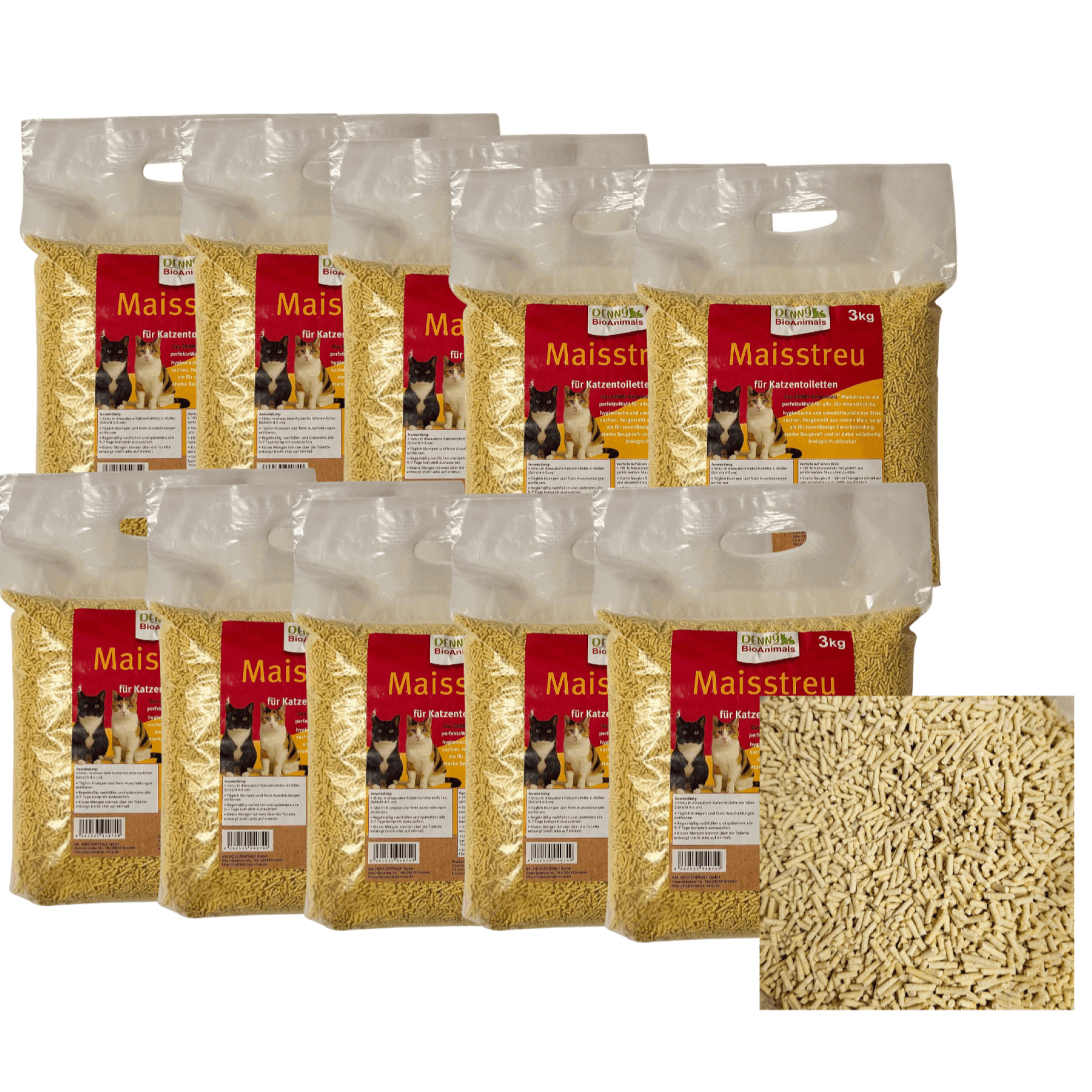 Bioanimals® Corn Litter For Cats, 30 Kg / 80 L –&– Clumping, Dust-free & Odor-neutral –cat Litter Made From Corn Fibers