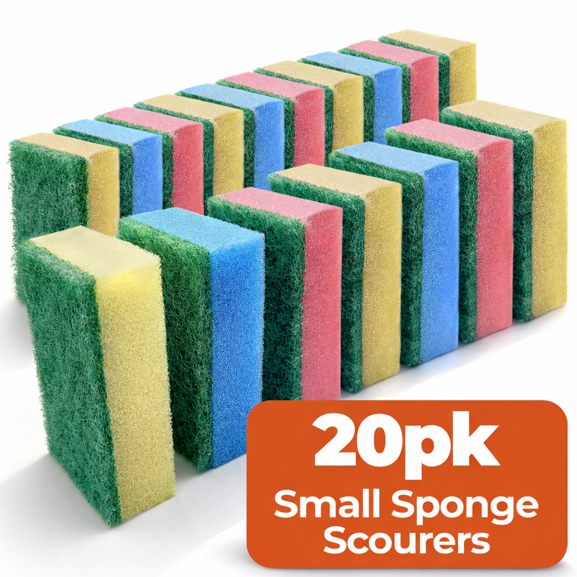 TEMU 20 Pack Sponge Scourers | Heavy Duty Non Scratch Washing Up Sponges For Kitchen Dishes, Pots, Pans & Surfaces | Scouring Pads For Cleaning