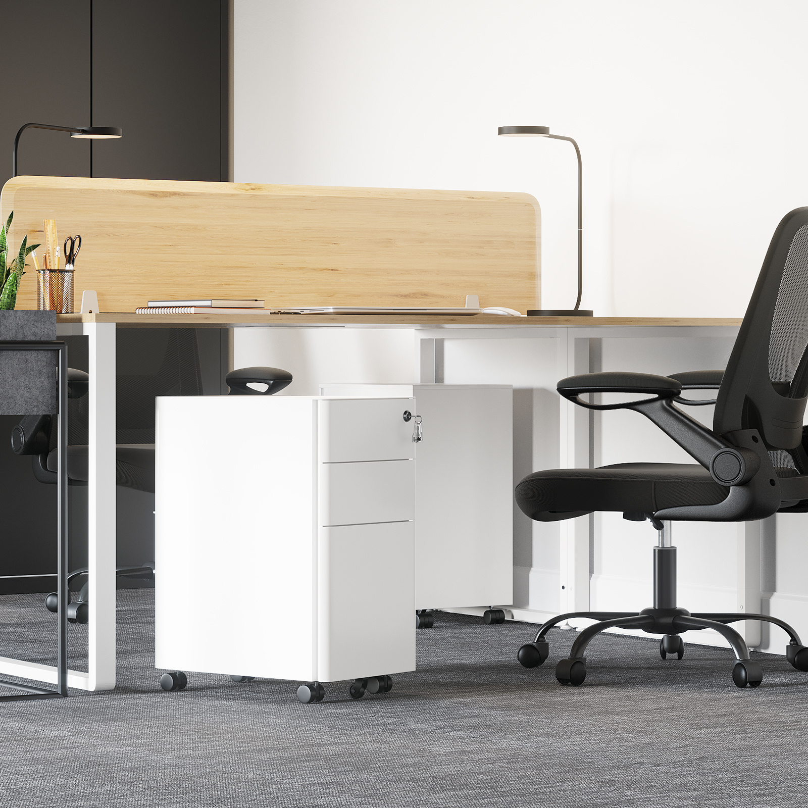 Image of Rolling File Cabinet, Office Cabinet With Wheels, Desk, Under-desk Cabinet, Lockable, Drawers, A4, Legal, Letter Size