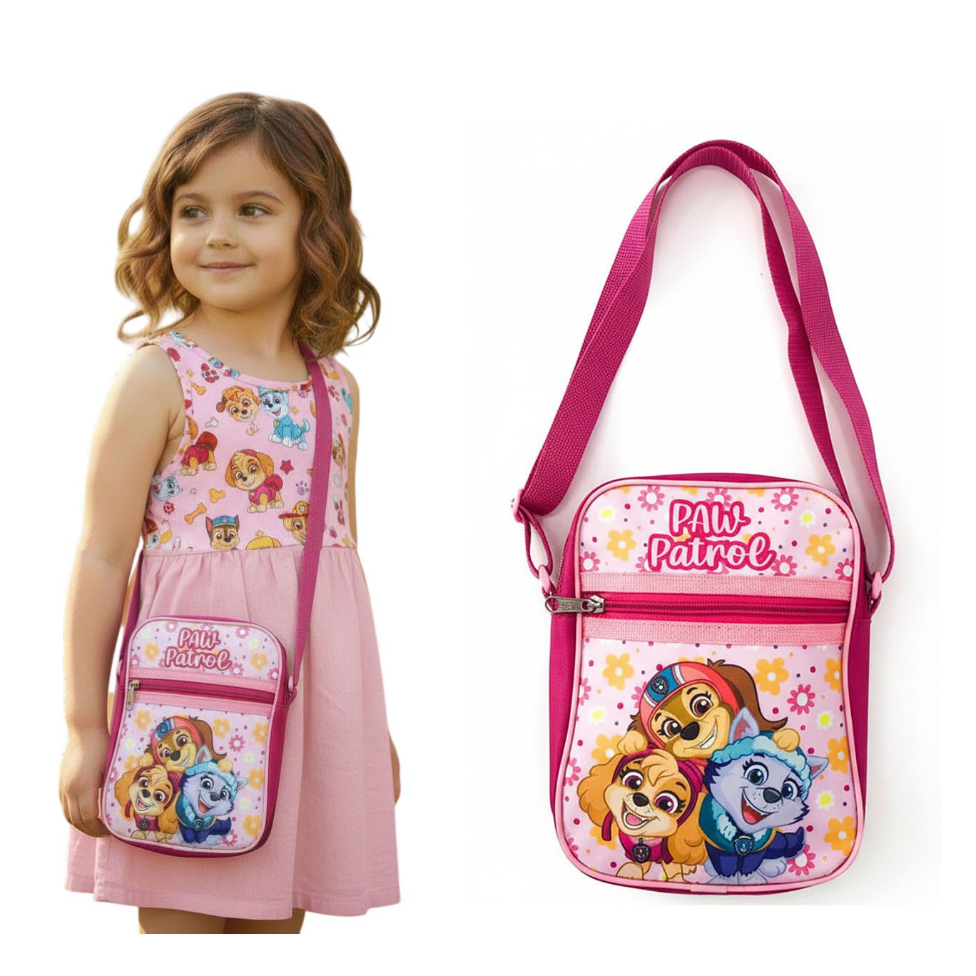 The Little Girl Is Wearing A Shoulder Bag, A Side Bag.