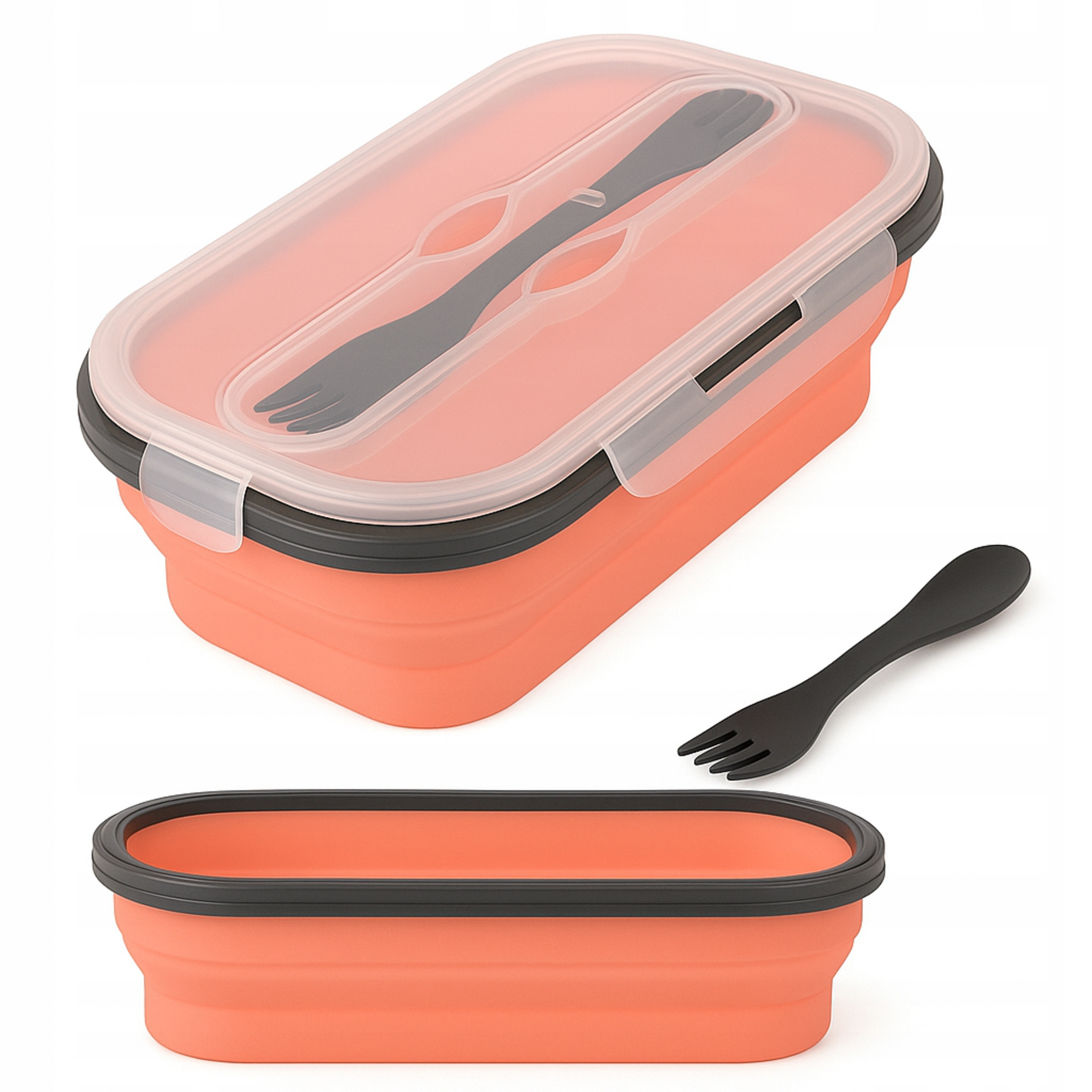TEMU Boîte à petit-déjeuner pliable de 800 ml , fabriquée en silicone de qualité alimentaire sûr. Équipée d'un couvercle hermétique avec clips et un