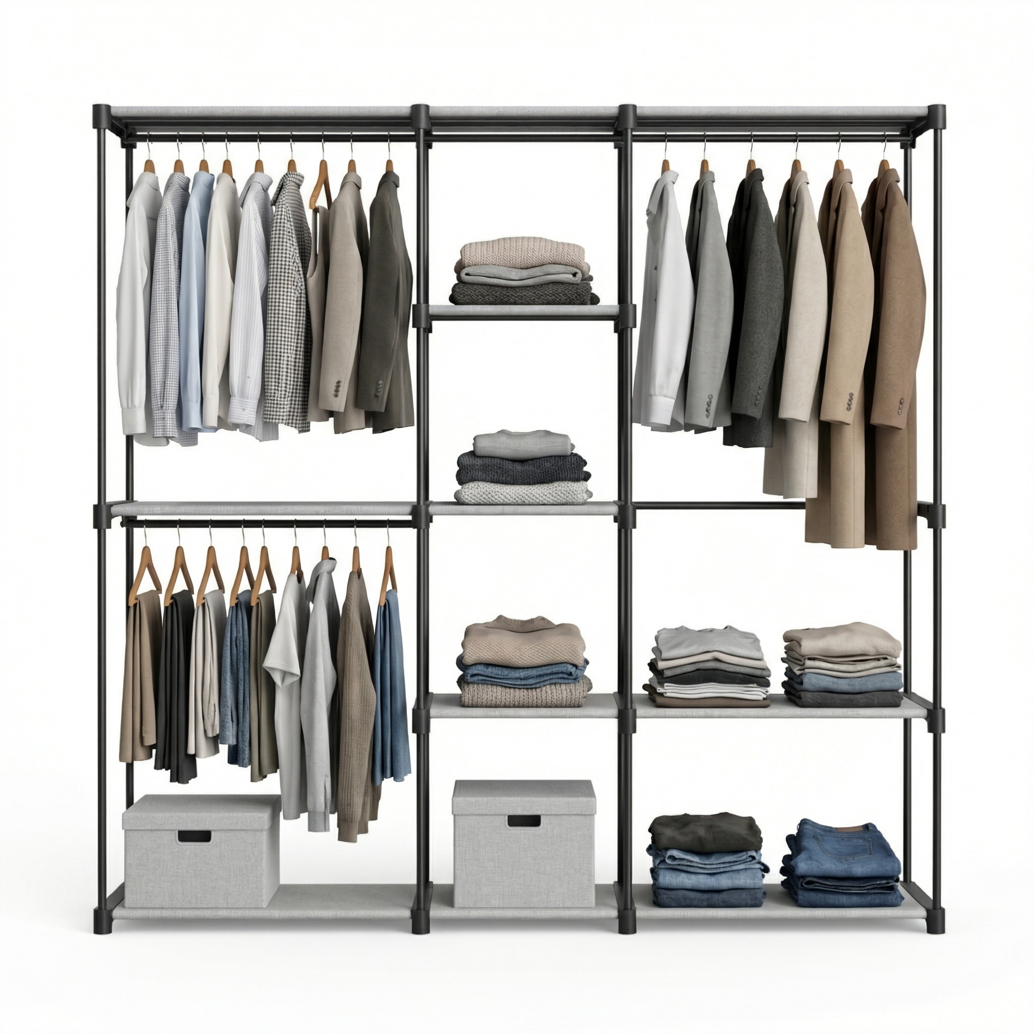 TEMU Armario - PINCHO - Armarios de Tela, Vestidor Abierto, Closet Organizer, Estanterias Almacenaje, Perchero Ropa Resistente con Barra Colgar Ropa,