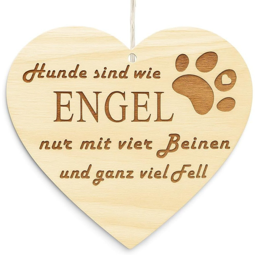 Image of Family Heart Dogs Are Only With 4 Legs And Of Fur Shield Decorative Shield Heart Shield Wooden Heart Wooden Shield 10 X 10cm Gift Saying Gift Wood Gift