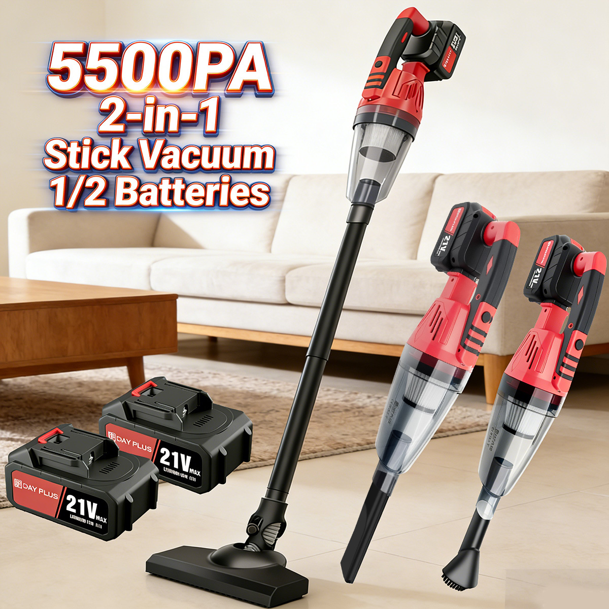 cordless vacuum cleaner 2 in 1 stick vacuum with led light lightweight   for hardwood floor carpet pet hair