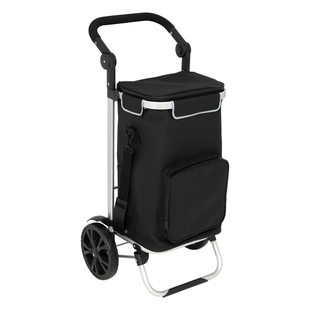 Image of Racing Stroller 40l With Removable Insulated Bag – 2 Wheels, Adjustable Handles, Multiple Pockets - Black