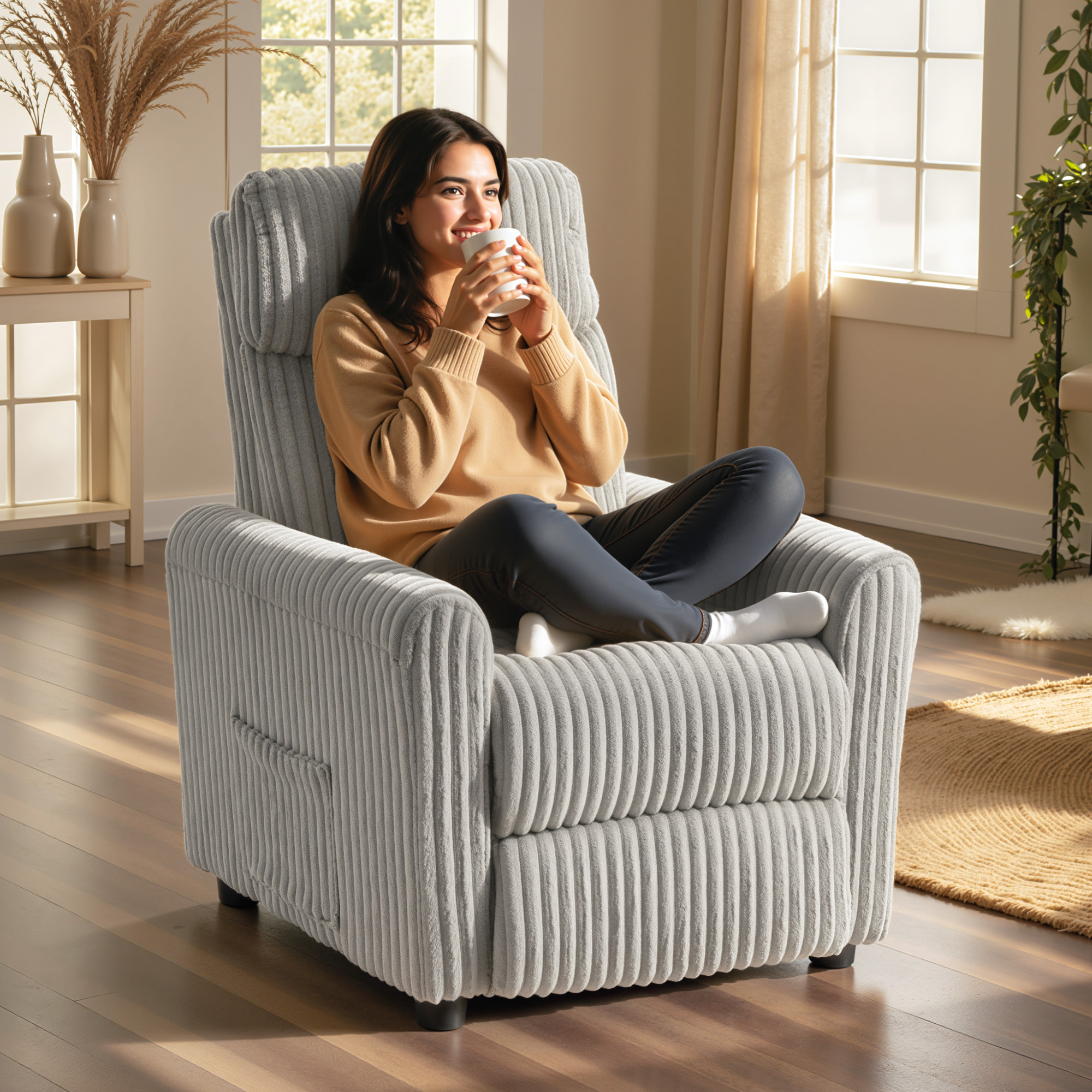 Image of Homcom Recliner Relaxation Chair, Manual Recliner, Faux Leather Upholstery, Quick Installation, Footrest, Thick Cushioning, For Living Room, Bedroom, Office