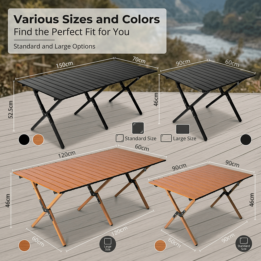 TEMU Table Pliante Portable, Table de Camping Noire Portable Pliable, Facile à Installer pour les Barbecues