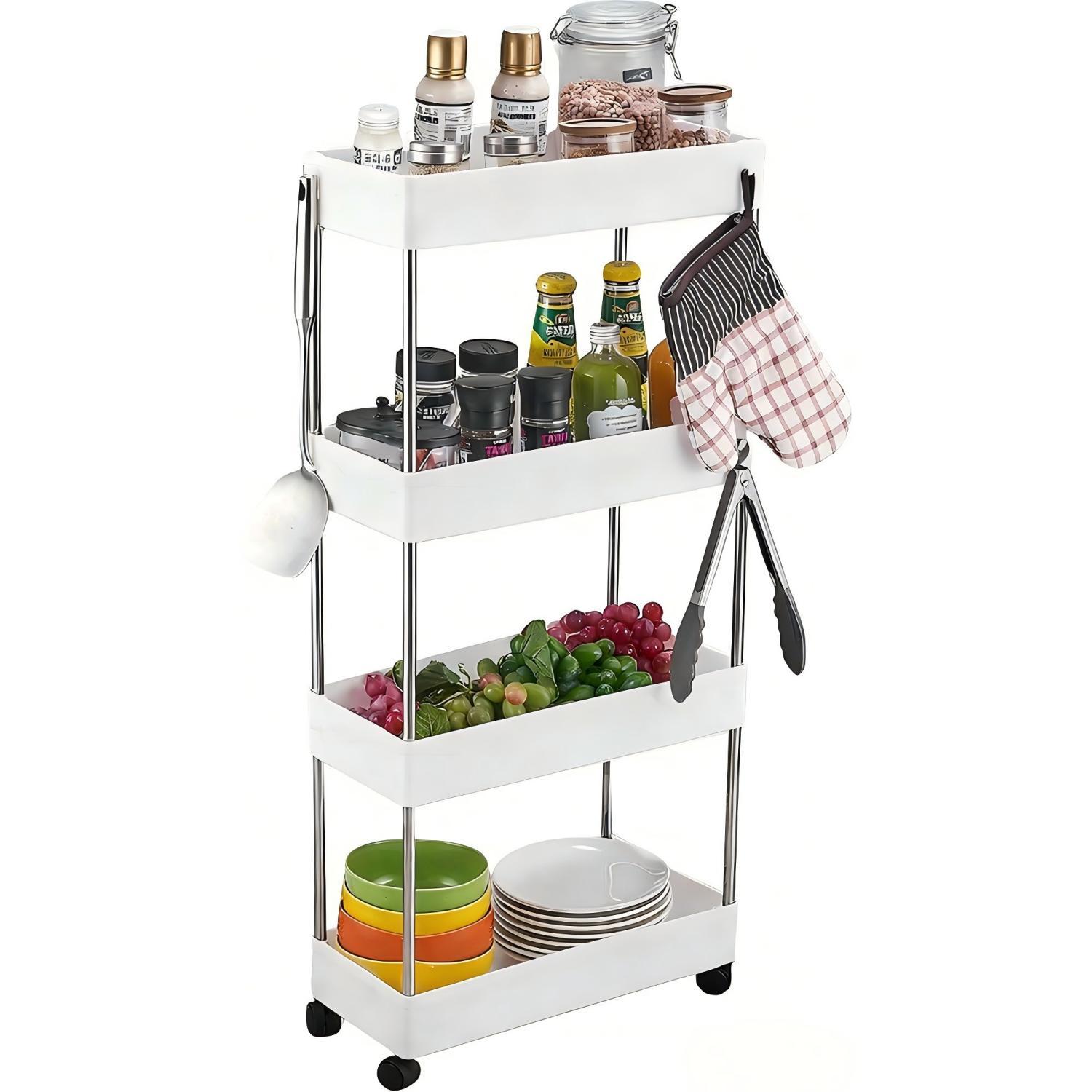 TEMU Carro de Almacenamiento Multifunción, Estante de Cocina o 4 Niveles a Elección, con Ruedas y de , Ideal para Baño, Despensa, Oficina y