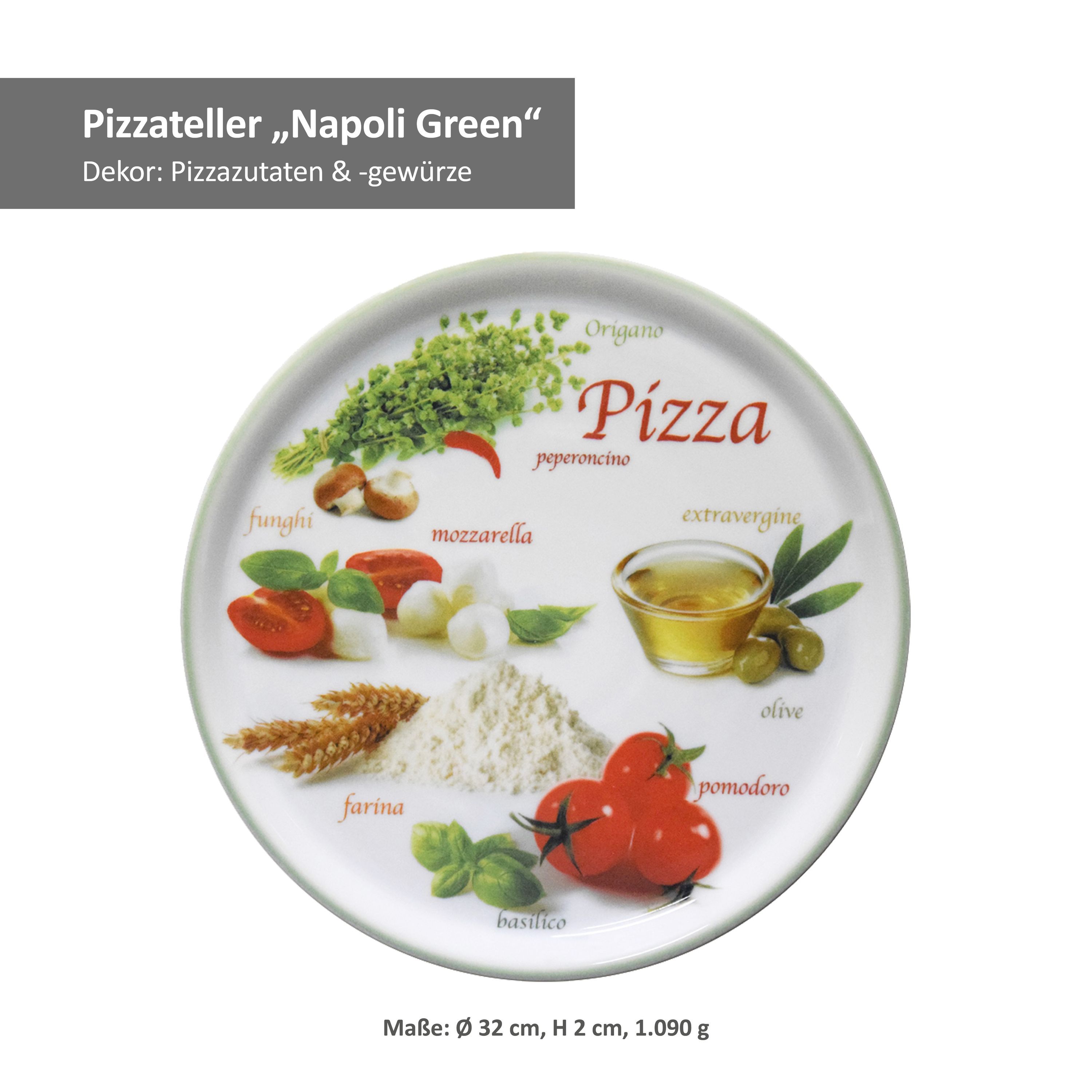 Pizza Plate Napoli Pizzafoods Green 31cm - 04019#zp1