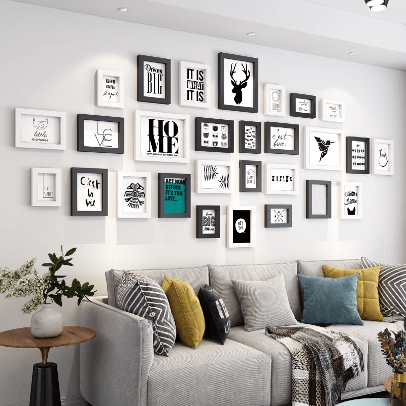 Image of 28-piece Picture Frame Set, Wooden Photo Wall With Frames And Picture Covers, Ideal Gift For Easter And Other Holidays