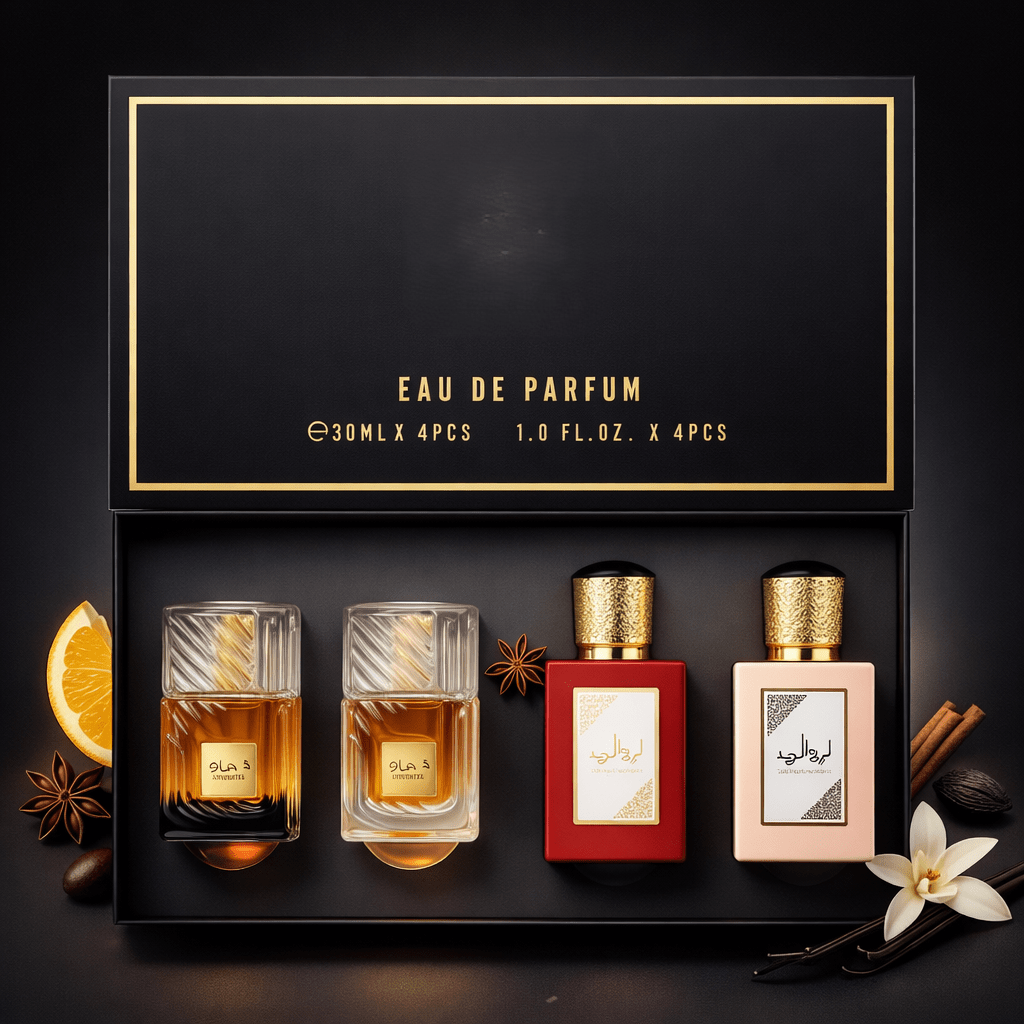 E-shop Damen-Parfümset 4x30ML – Luxus Eau de Parfum, orientalisch- Noten, Premium-Geschenkidee