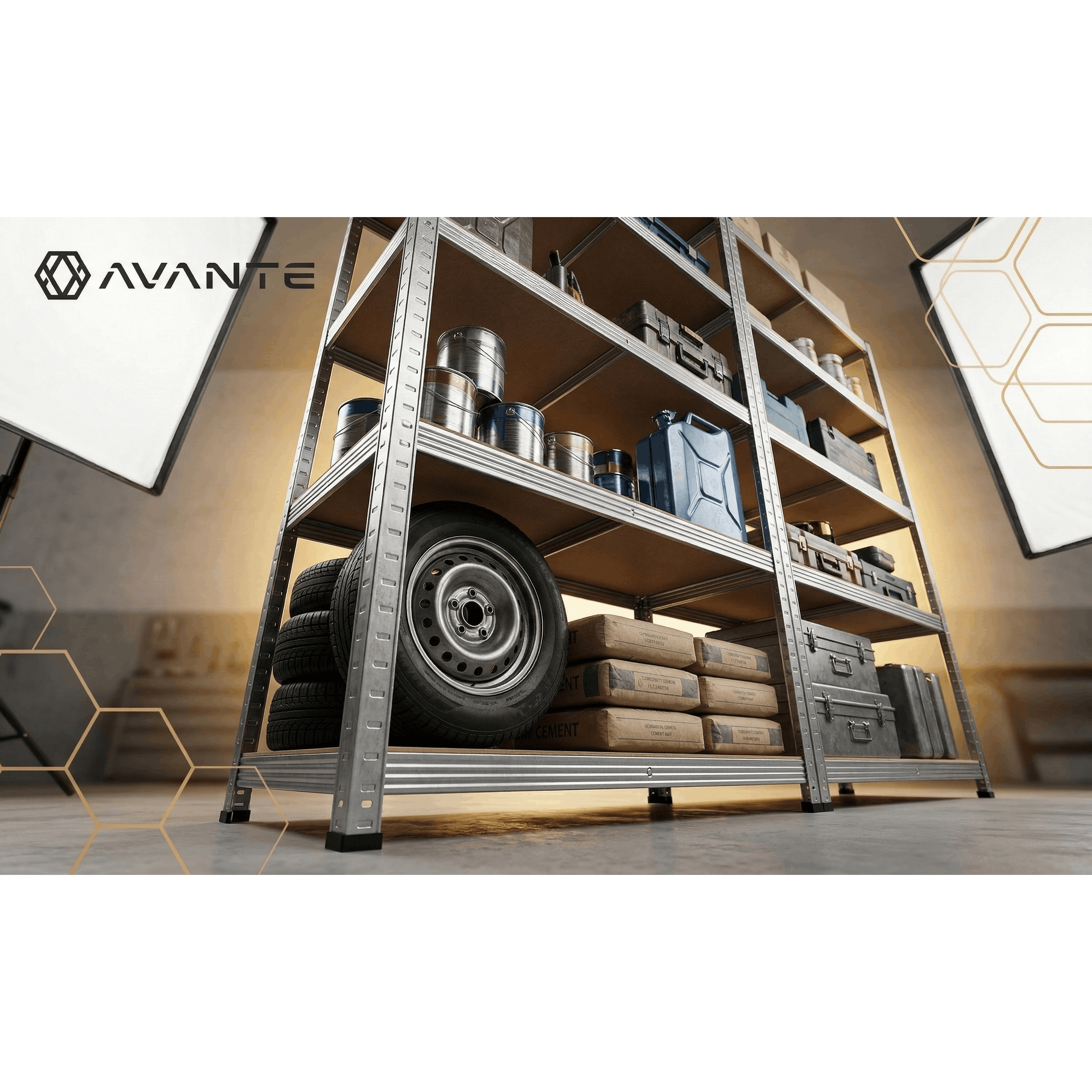 metal warehouse shelf 180x90x40 cm solid and durable garage shelf with a load capacity of up to 875 kg ideal for basement     or pantry made of   andboards it has 5 shelves with adjustable height stable construction ensures   of tools accessories and heavy objects easy assembly without screws practical and durable solution for storage at home and  