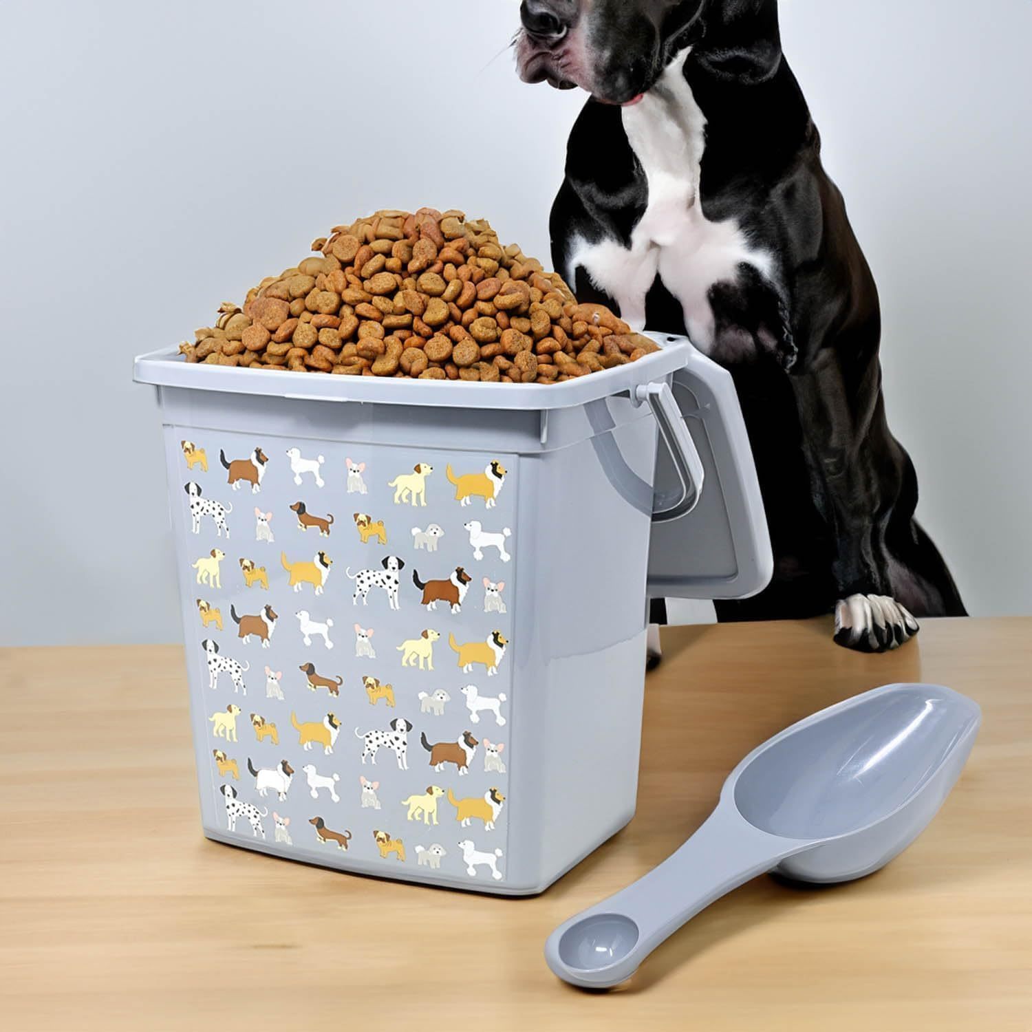 TEMU Pet Treat And Food Storage Container 6l Large Capacity Dry Food Box With Lid For Treats Kitchen Organisation.