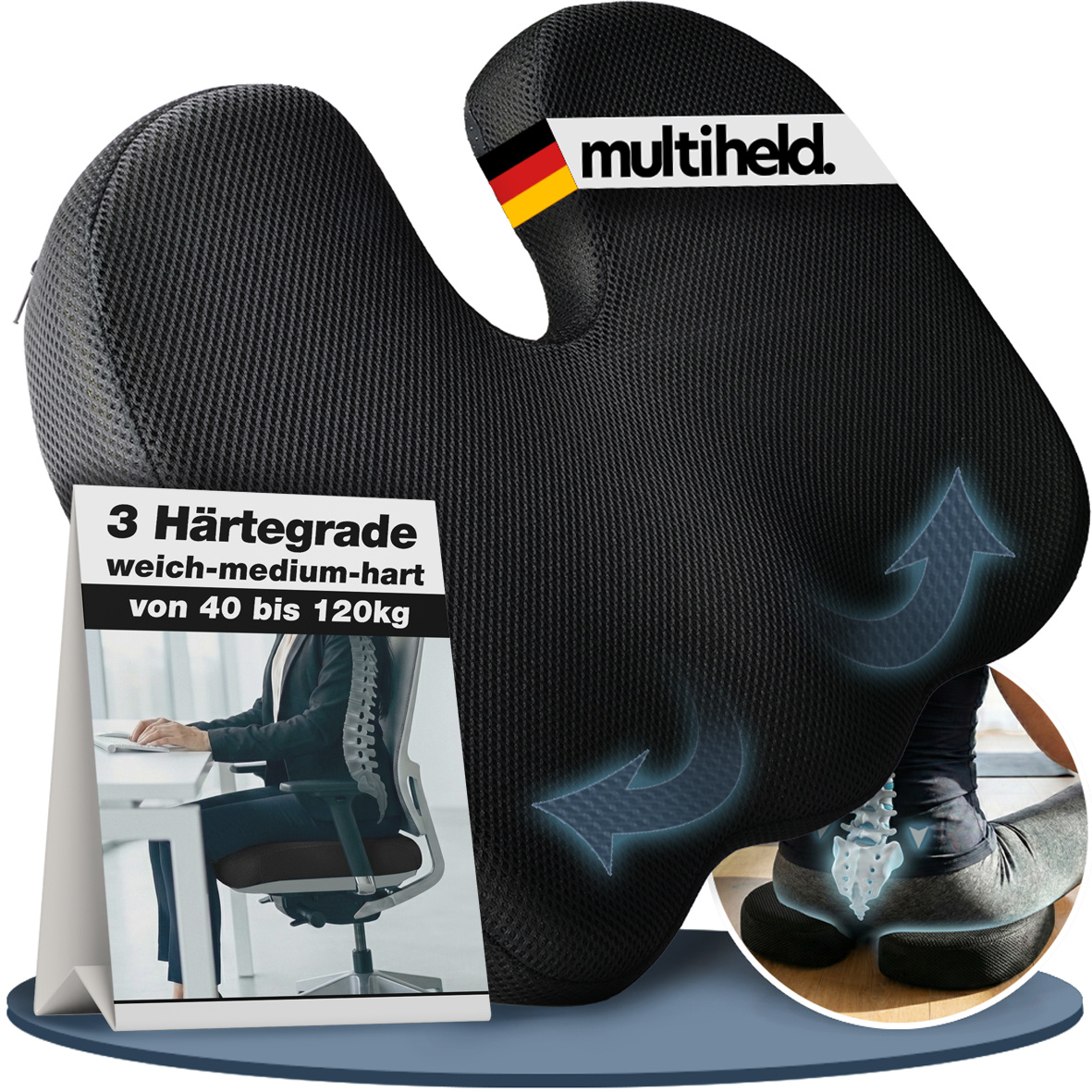 Image of Orthopedic Coccyx Seat Cushion In 3 Firmness Levels, Ergonomically Shaped Memory Foam For Pressure Relief During Long Sitting, Suitable For Office Chair, Car, Home Office & Everyday Use