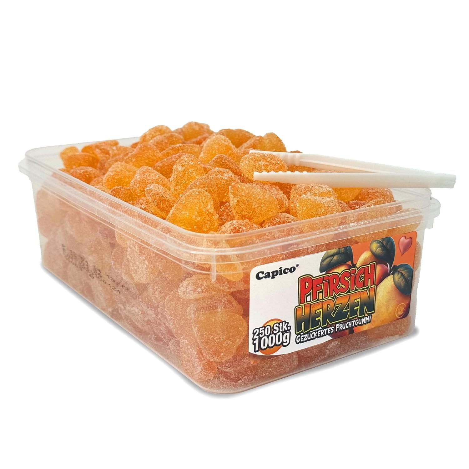 Capico Peach Hearts Fruit Gum (1000g) Can, Halal