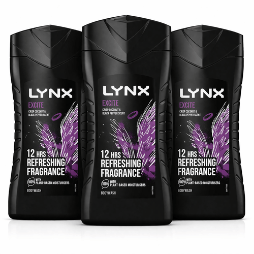 shower gel 3 x 225ml body face hair wash long fragrance coconut black pepper scent