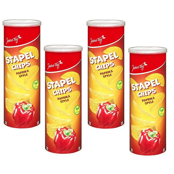 Image of Every Day Paprika Style Stacked Chips 4x175g | Crispy Potatoes With Sweet Paprika Flavor | Ideal As A Snack & For Parties