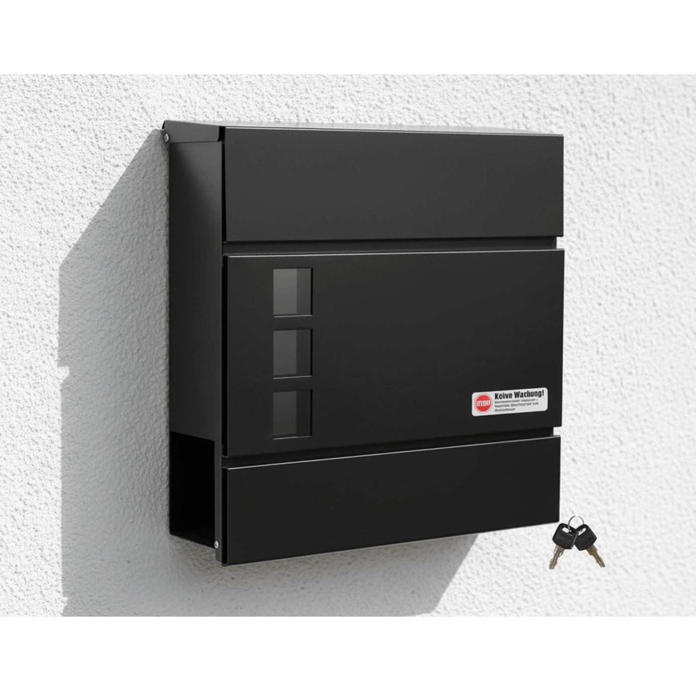 Image of Mailbox With Newspaper Compartment, Wall-mounted With Lock, Rainproof Mailbox With 2 Keys, Black (10 X 31 X 33 Cm)