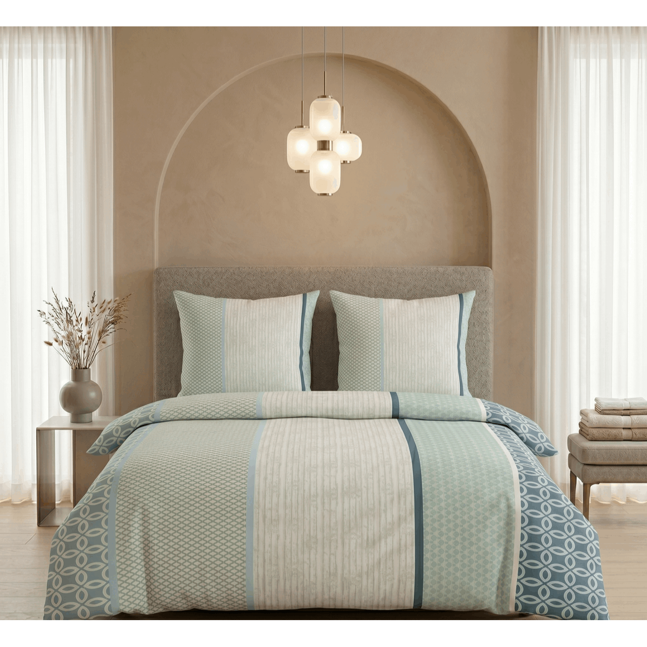- - Brand Bed Linen Castellreinforced Bed Linen 0040979 Mint Long Pattern