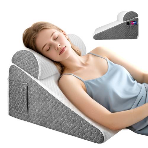 almohada de cuña para cama, almohada triangular de espuma viscoelástica para apnea del sueño, reflujo ácido, ronquidos, elevación de piernas de 12 pulgadas, soporte para la espalda para sentarse en , cojín inclinado para dormir, leer, /