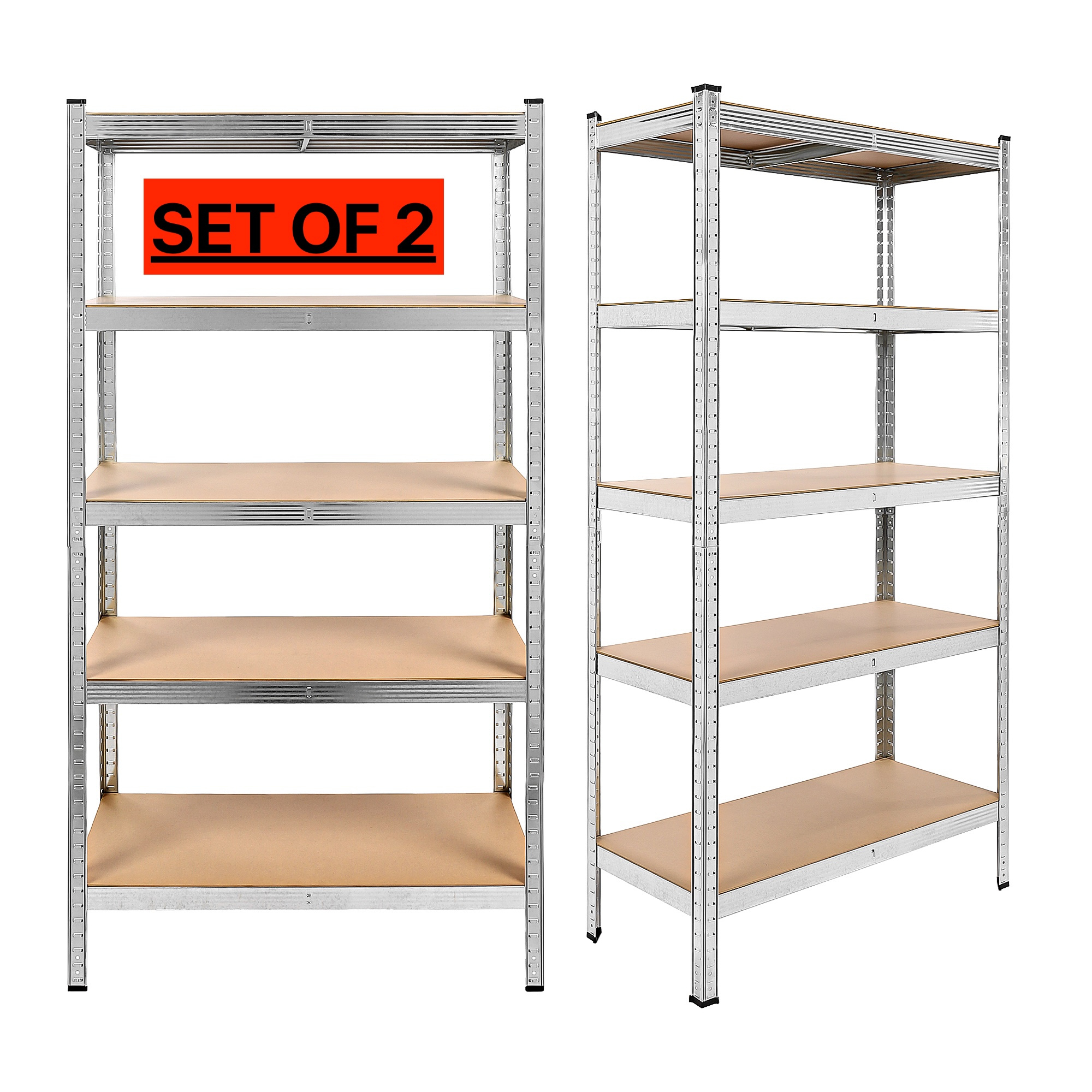 TEMU Étagère de Rangement - Ensemble de 2 Noires - 180x90x40 cm - Étagère Métallique Robuste à 5 Niveaux Par Étagère 875 kg Total Étagères de Garage