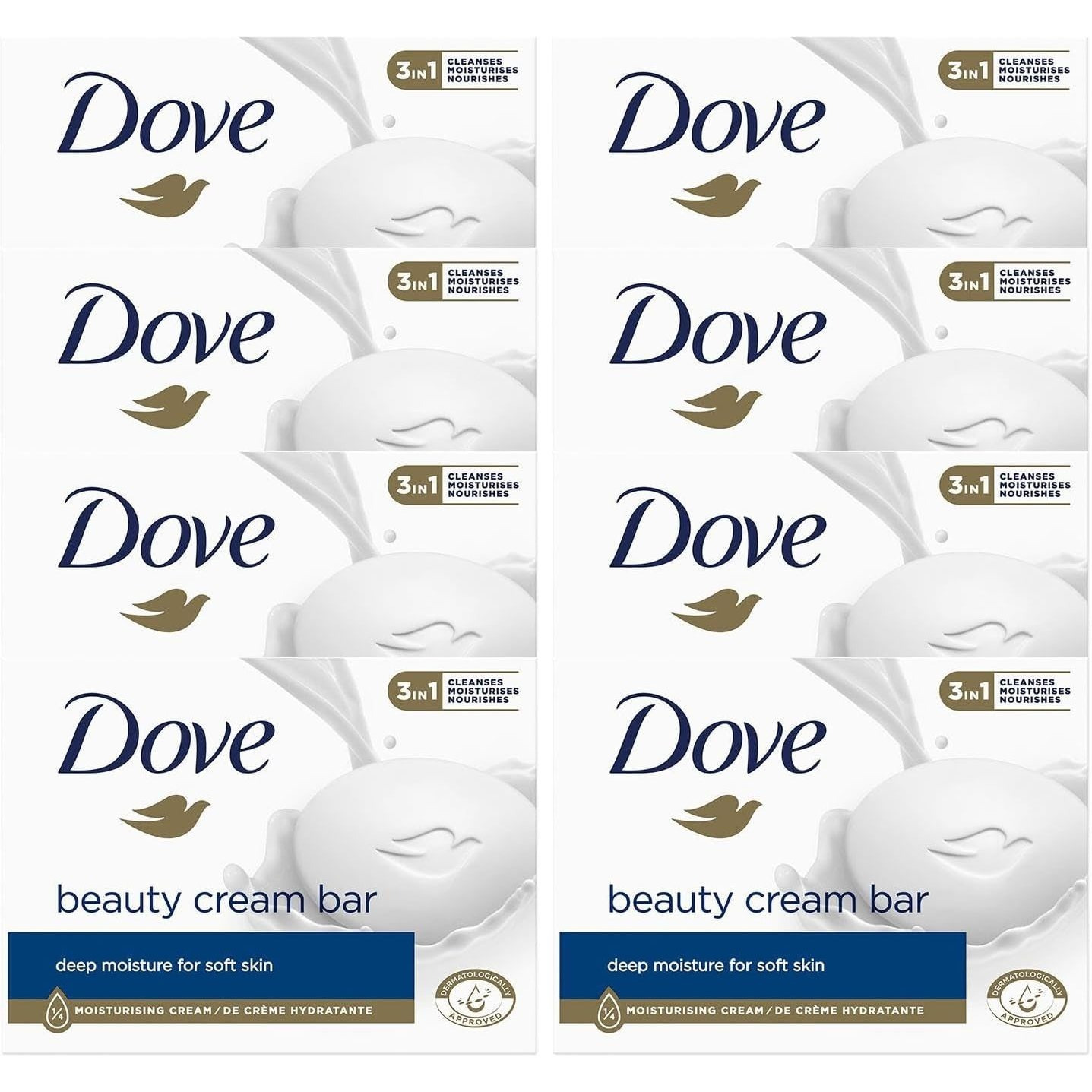 TEMU Dove Beauty Cream Soap Bar 8 × 90g (4 Bar Packs X 2) – Original Moisturizing Soap Bars
