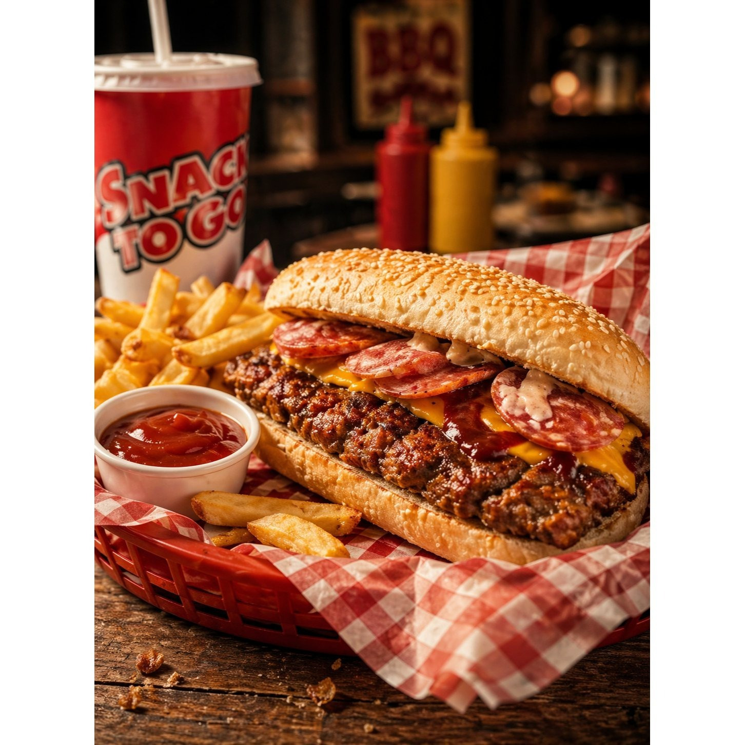 American Rip-hack Steak In A Bun With Ketchup - Snack Delight For On-the-go! 8pcs