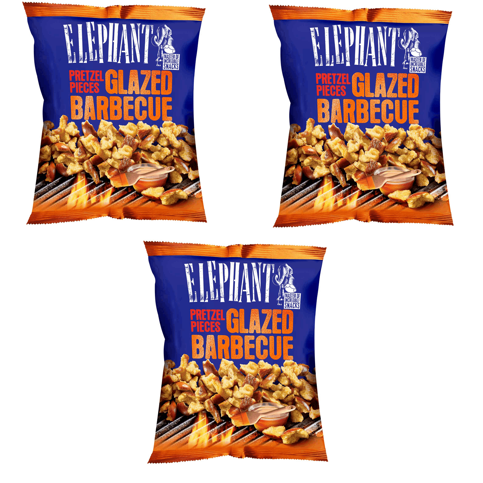 Elephant Pretzel Pieces Glazed Barbecue 3x125g