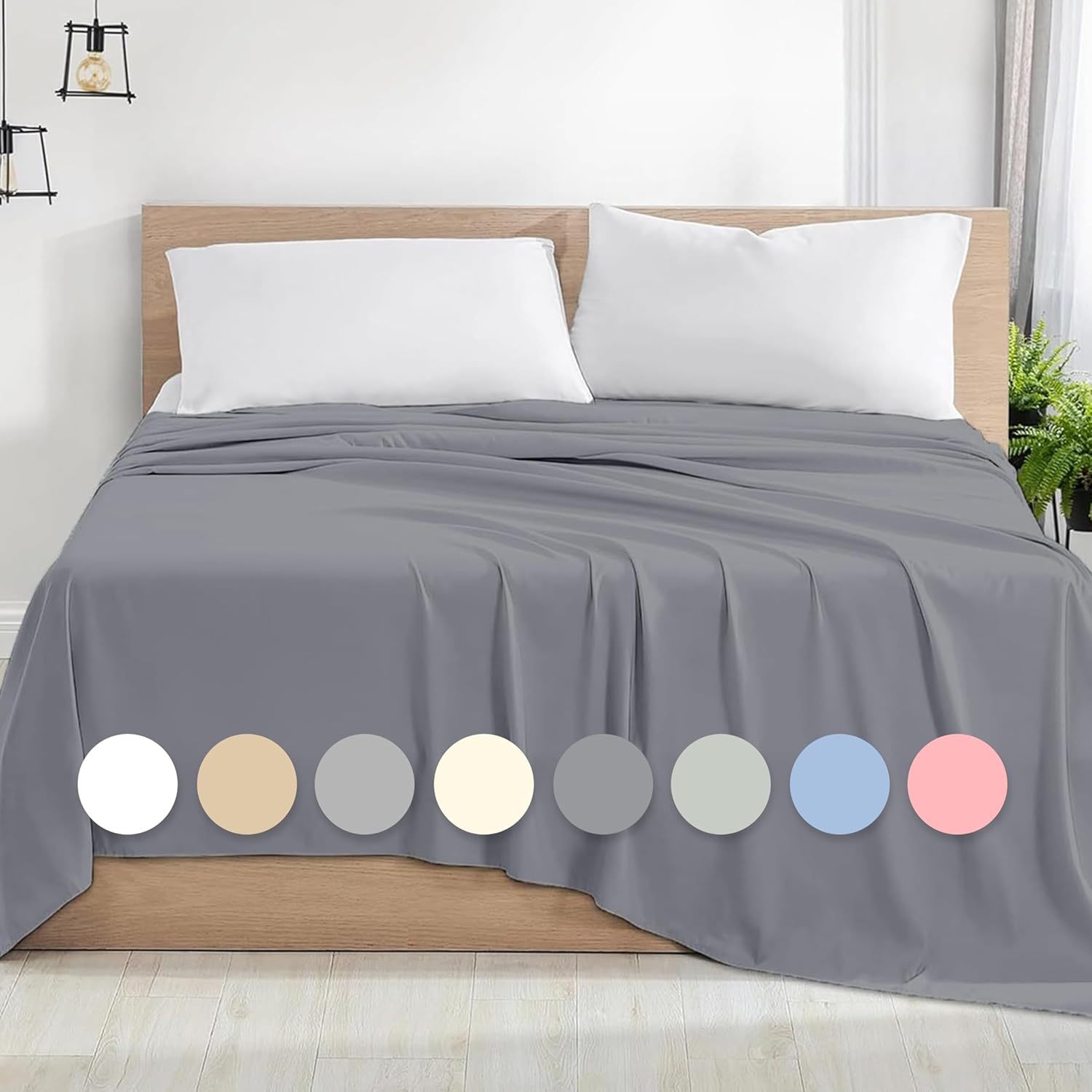 TEMU 1pc Super Soft Flat Sheet – Hotel Quality, Breathable, & Machine Washable, Luxury Solid Color - Wrinkle, Stain & Fade Resistant Bedding - In