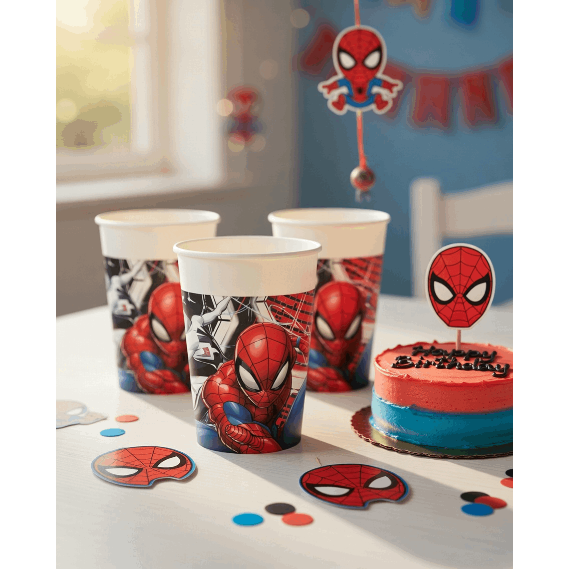 TEMU -man Paper Cups 200ml (pack Of 8) – Kids Superhero Birthday Party Cups, Disposable Tableware
