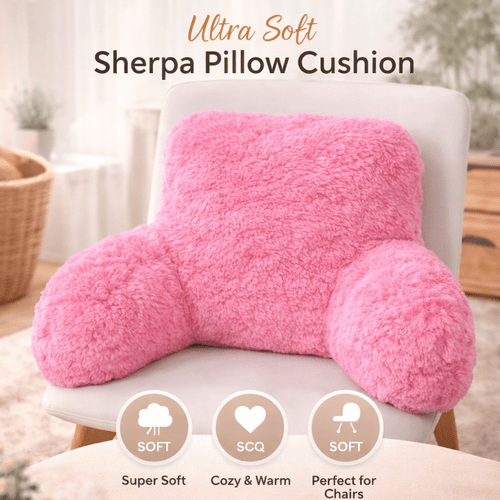 teddy fleece reading pillow with soft backrest support cushion 65x40cm for bed and