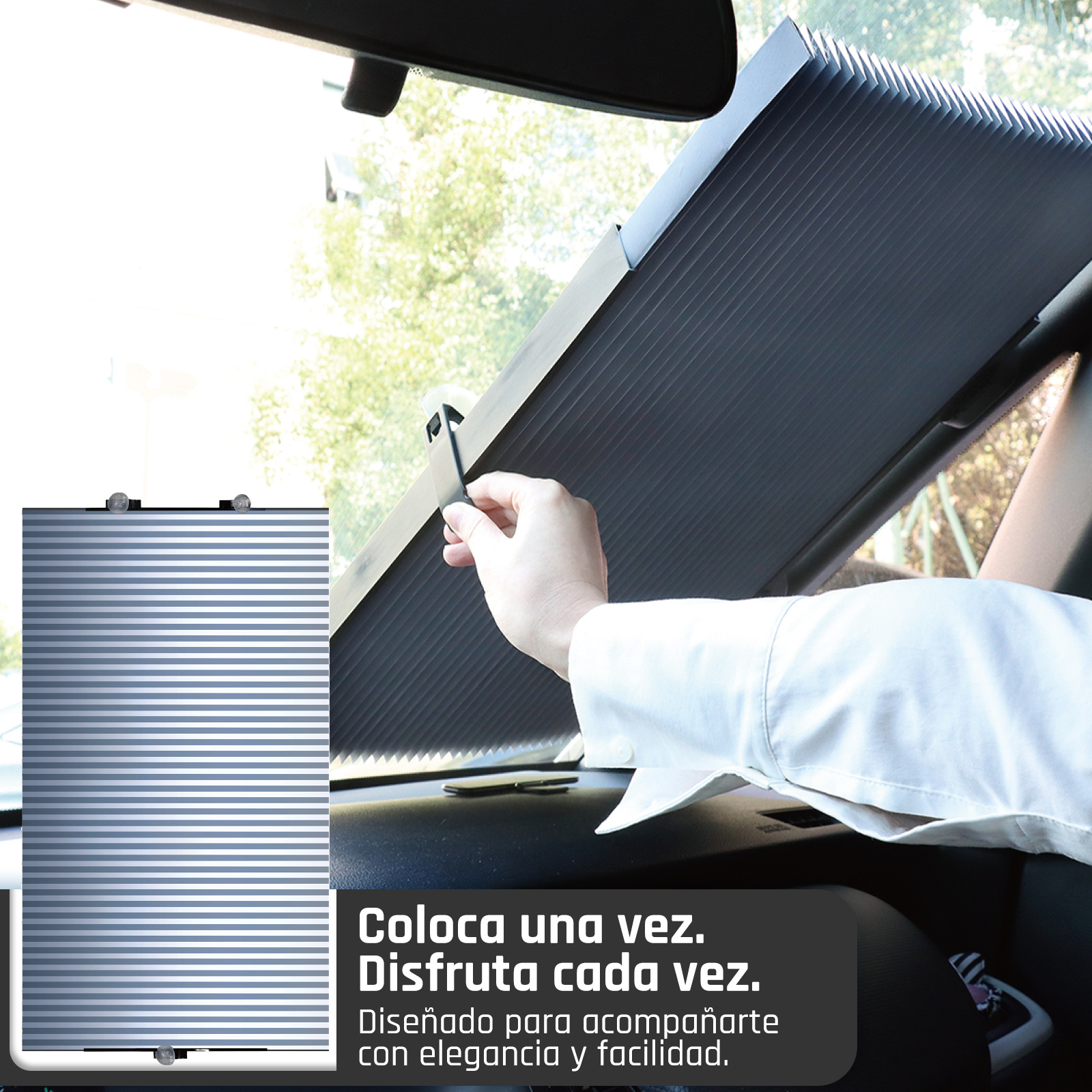 TEMU Parasol Retráctil para Coche 65×155cm, Protector Solar para Parabrisas con Ventosas, Aislante de UV, Plegable y Fácil de Instalar. para turismos