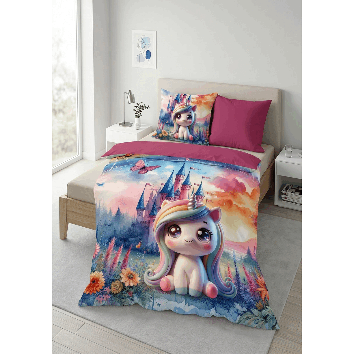 Duvet Cover, Bedding Set, Unicorn, 100% Cotton, Reinforced, , Branded, For Kids