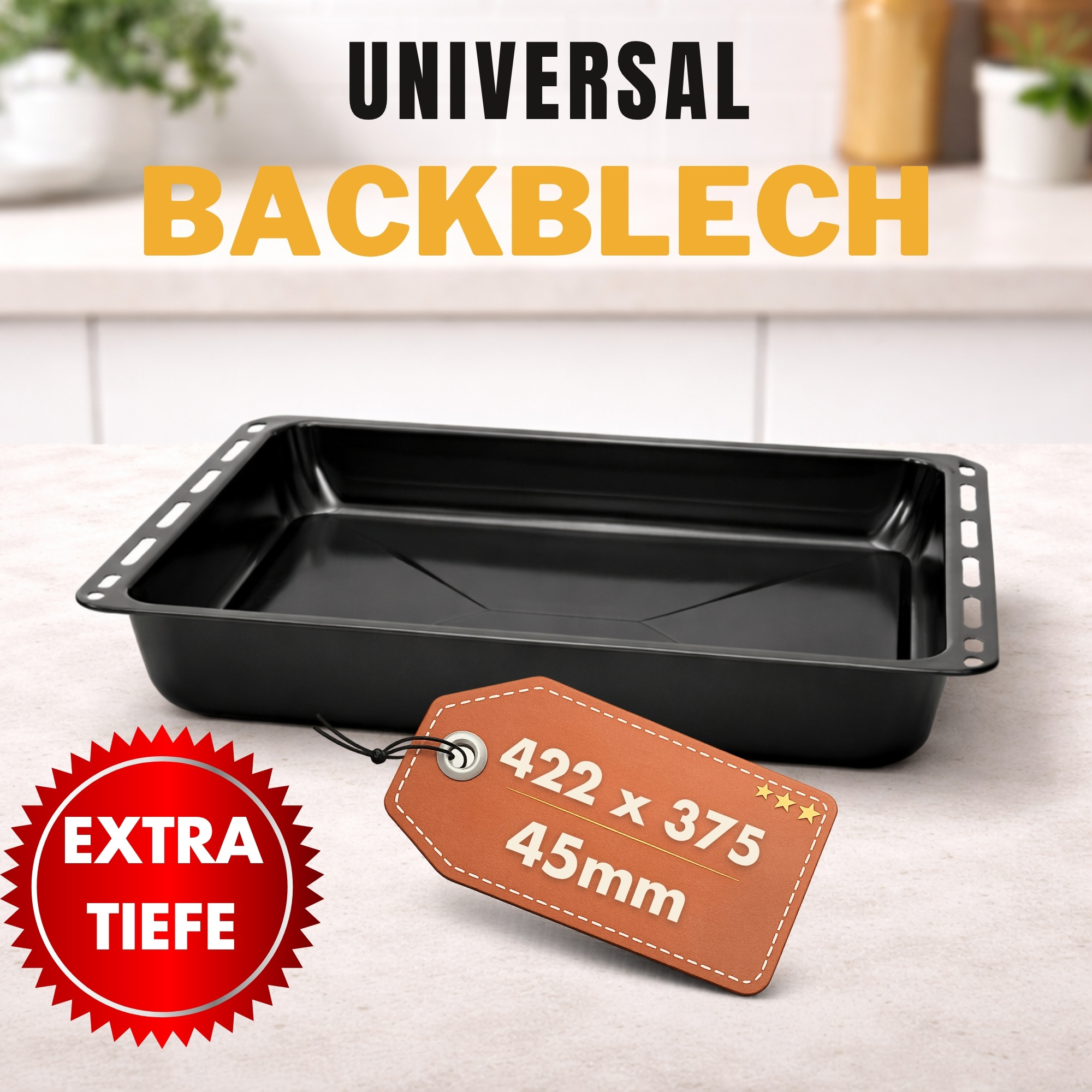 Baking Sheet 422 X 375 X 45 Mm – Enameled Oven Tray, Heat-resistant, Easy To Clean, Deep Baking Pan For Everyday Use