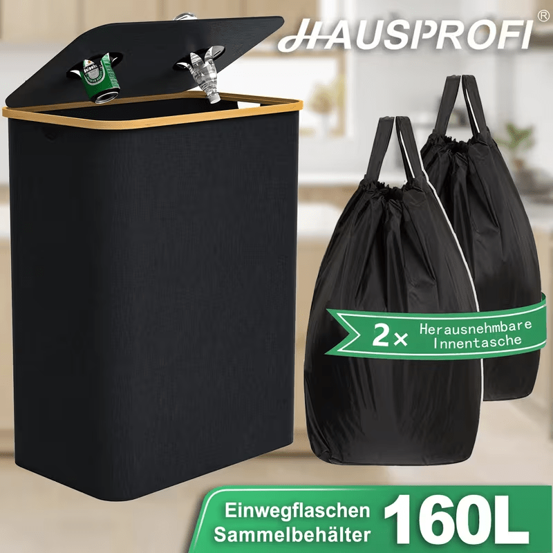 E-shop HAUSPROFI 160L Festive Flaschensammler, Stabiler Faltbarer Leerflaschenbehälter mit Deckel & waschbaren Innentaschen, Großer Kapazität