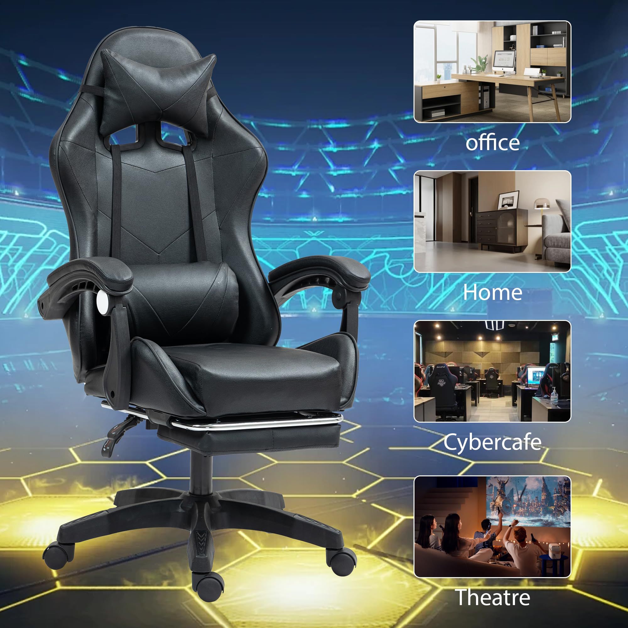 High Back Ergonomic Gaming Chair with Footrest