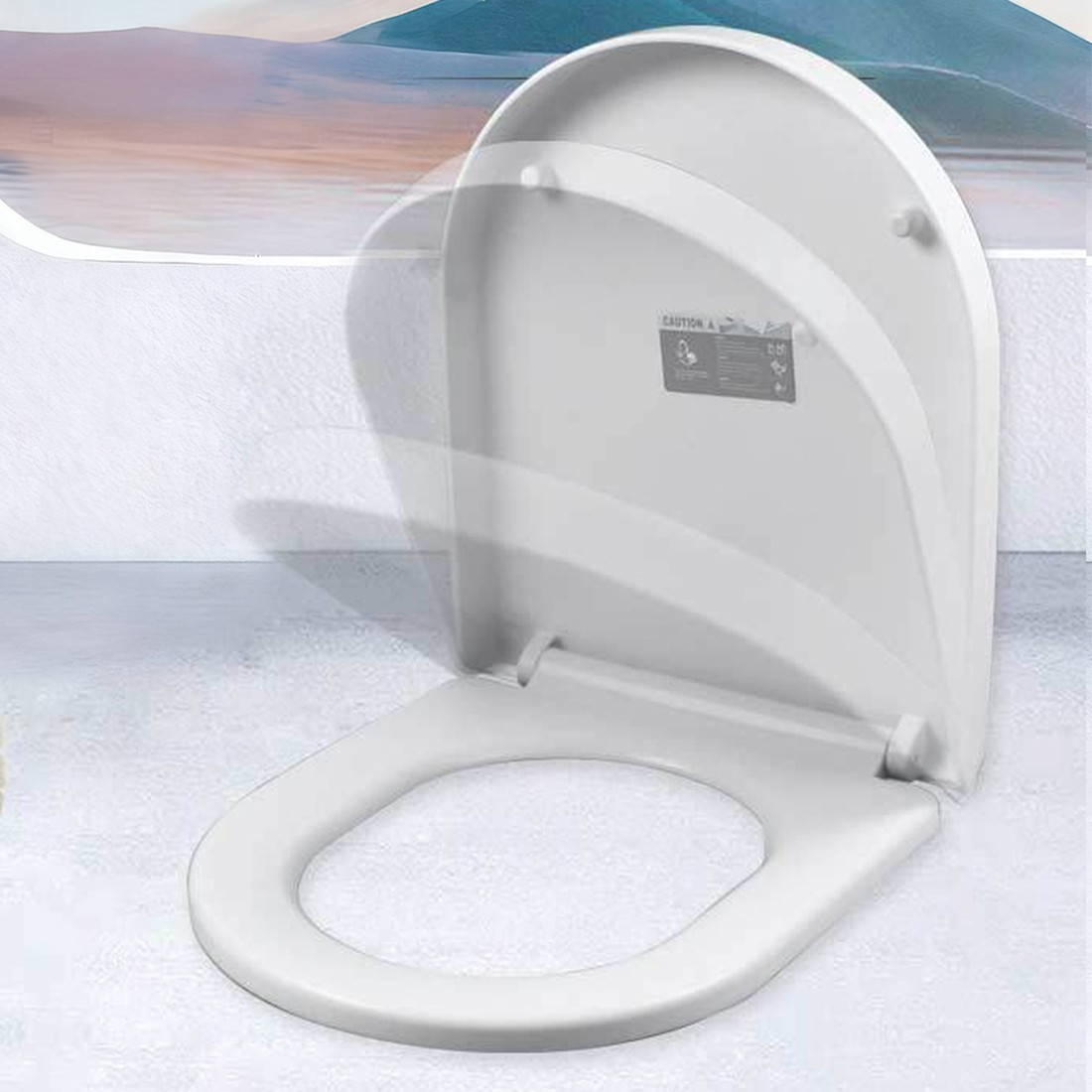 White Toilet Seat D U Shape Slow Soft Close Bathroom Toilet Seat With Top Fixing Hinges