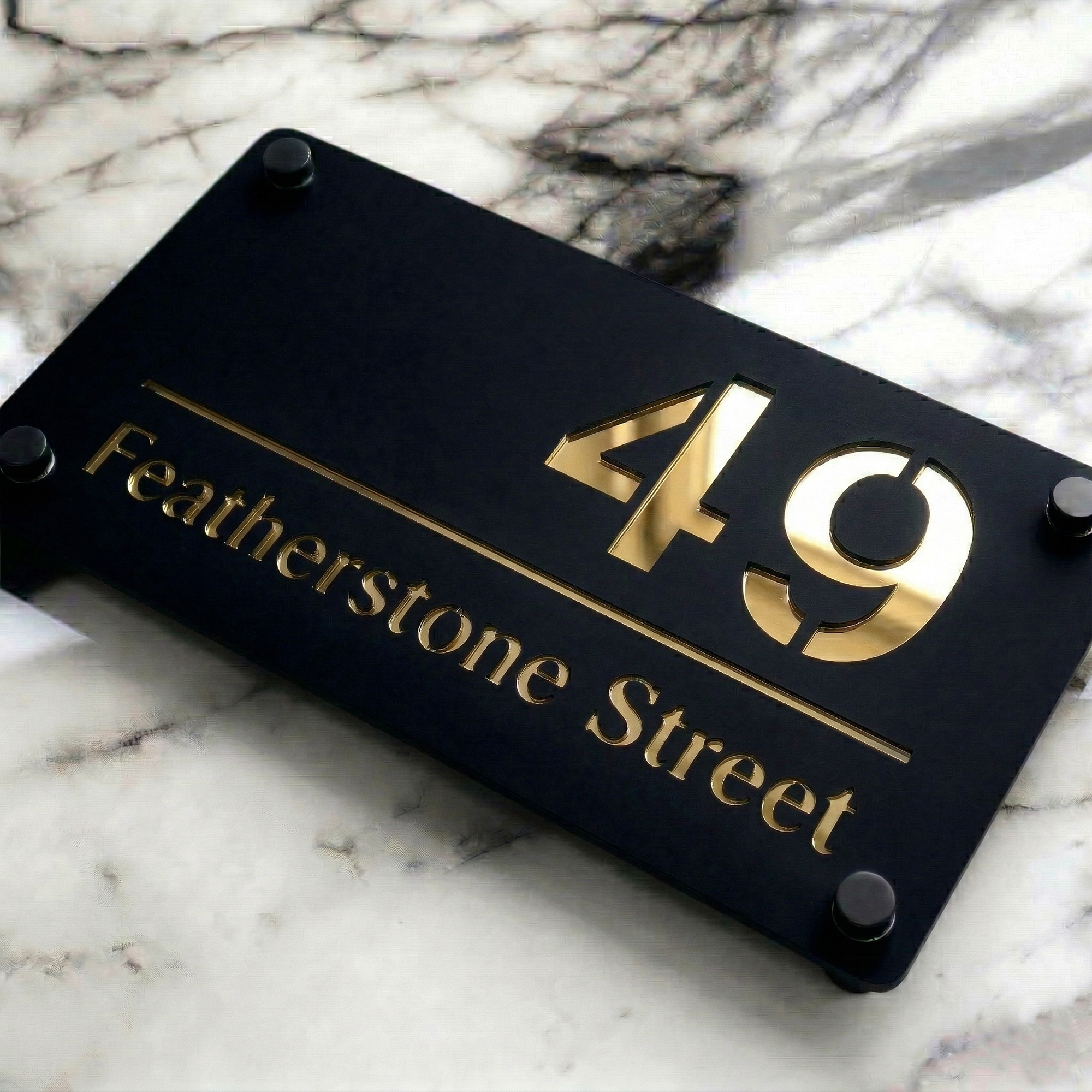 TEMU Custom Acrylic Double Layer House Number Plate Personalized Outdoor Address Decorative Sign Laser Cut Family Number Plate Wall Decorative Mirror